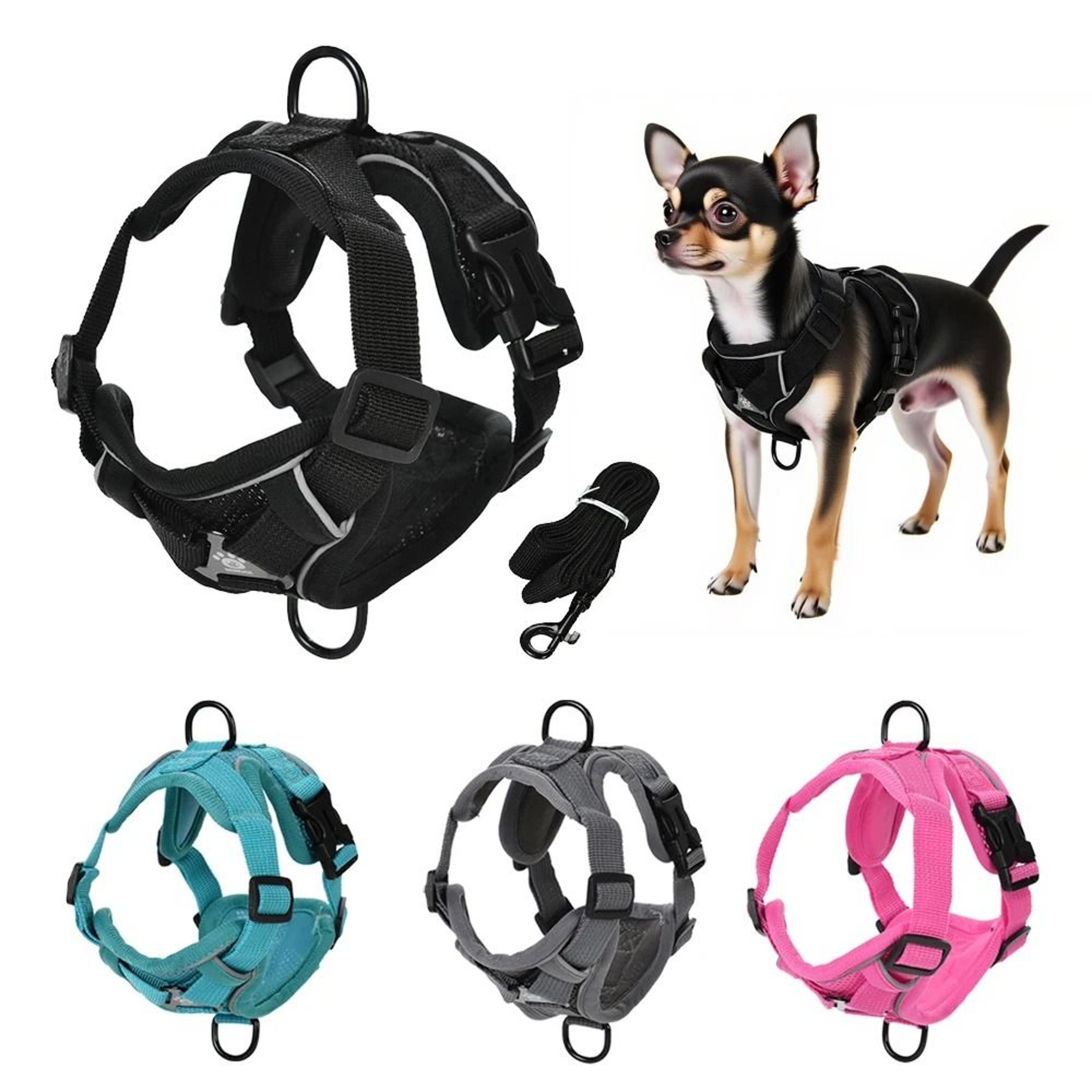 Reflective Breathable StepIn Pet Harness  Leash Set 0