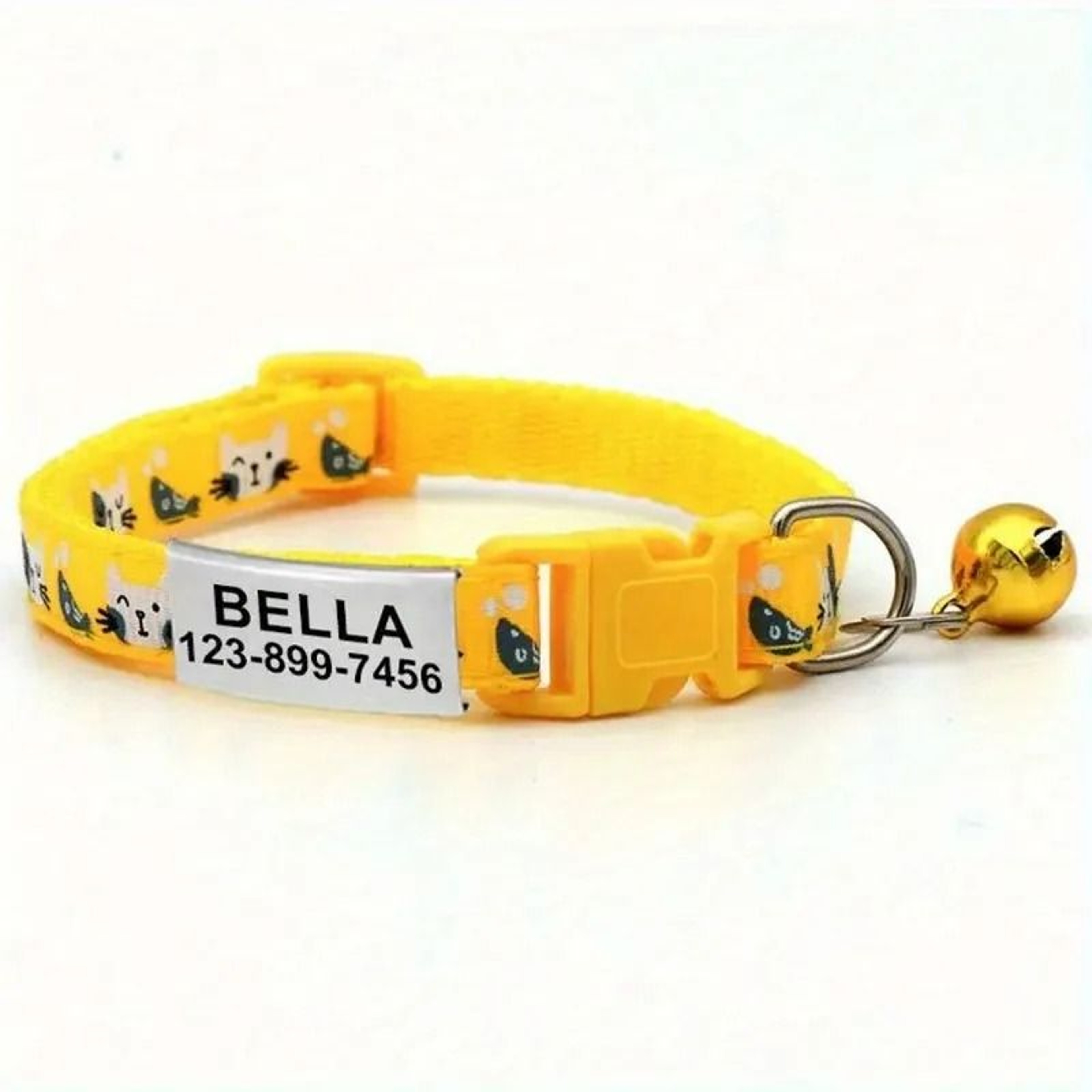 Personalized Safety ID Collar With Bell  Engraved Plate 10
