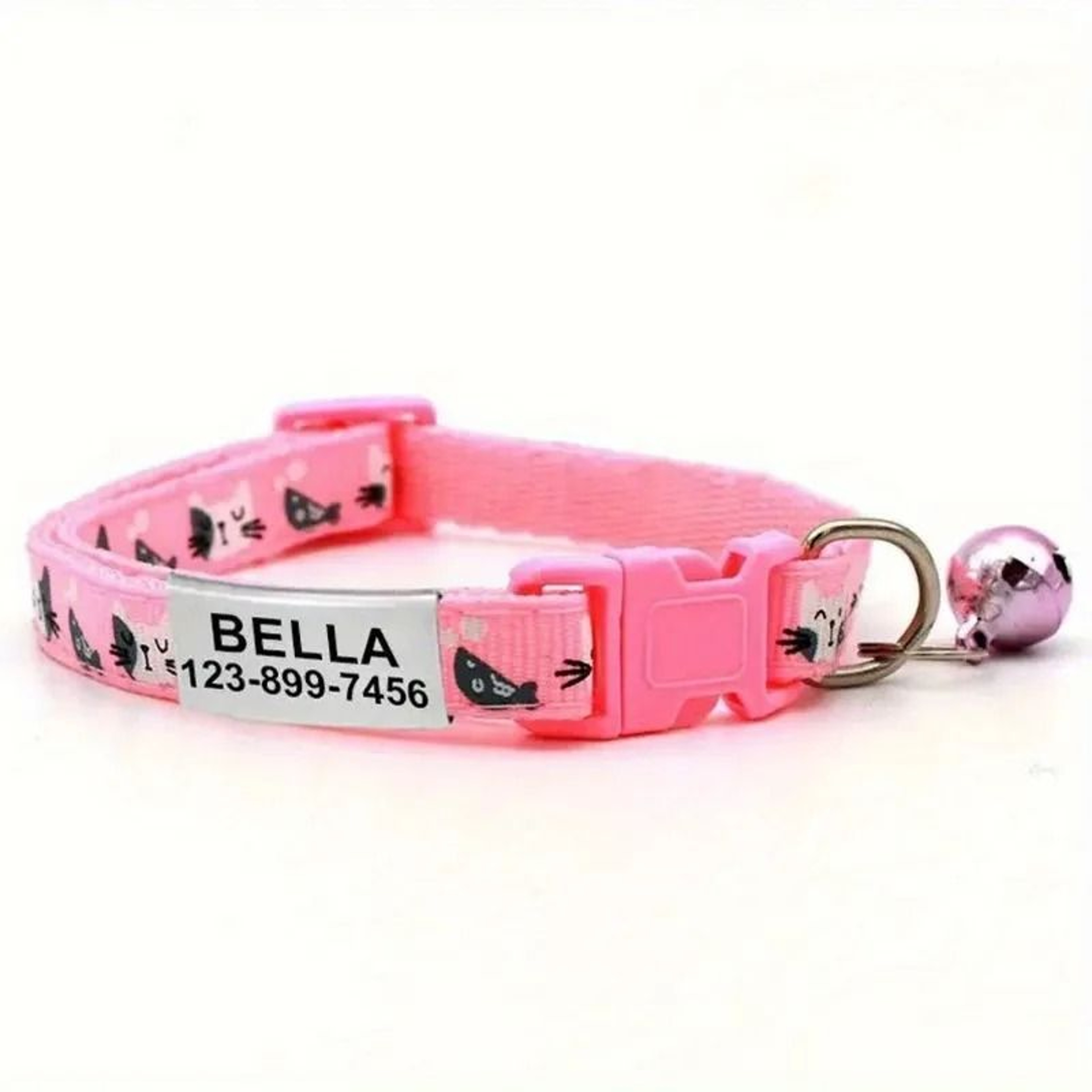 Personalized Safety ID Collar With Bell  Engraved Plate 2