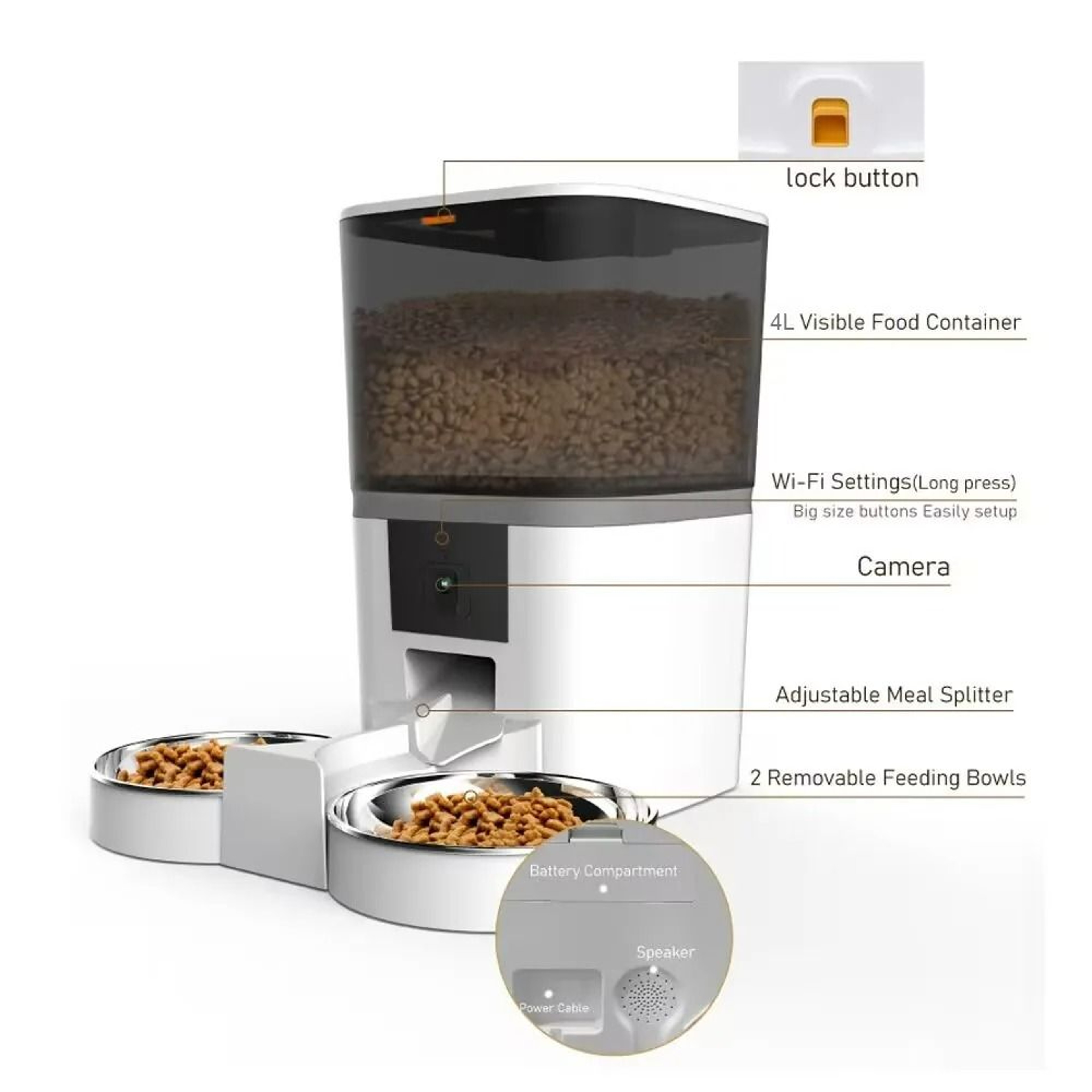 4L Smart Automatic Pet Feeder With HD Camera  Voice Recorder 2