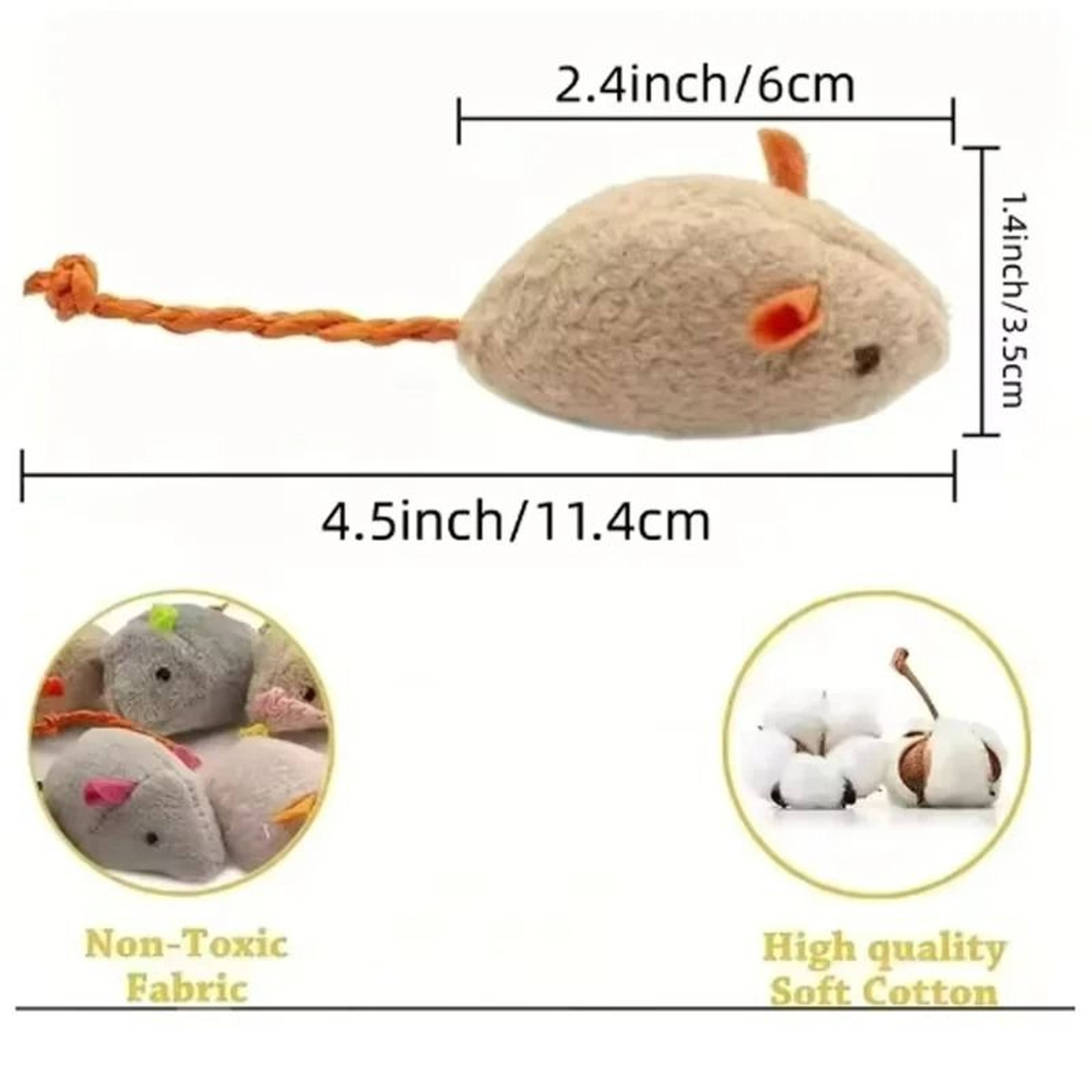 Interactive Durable Linen Plush Rat Toy Set 3Pack 5