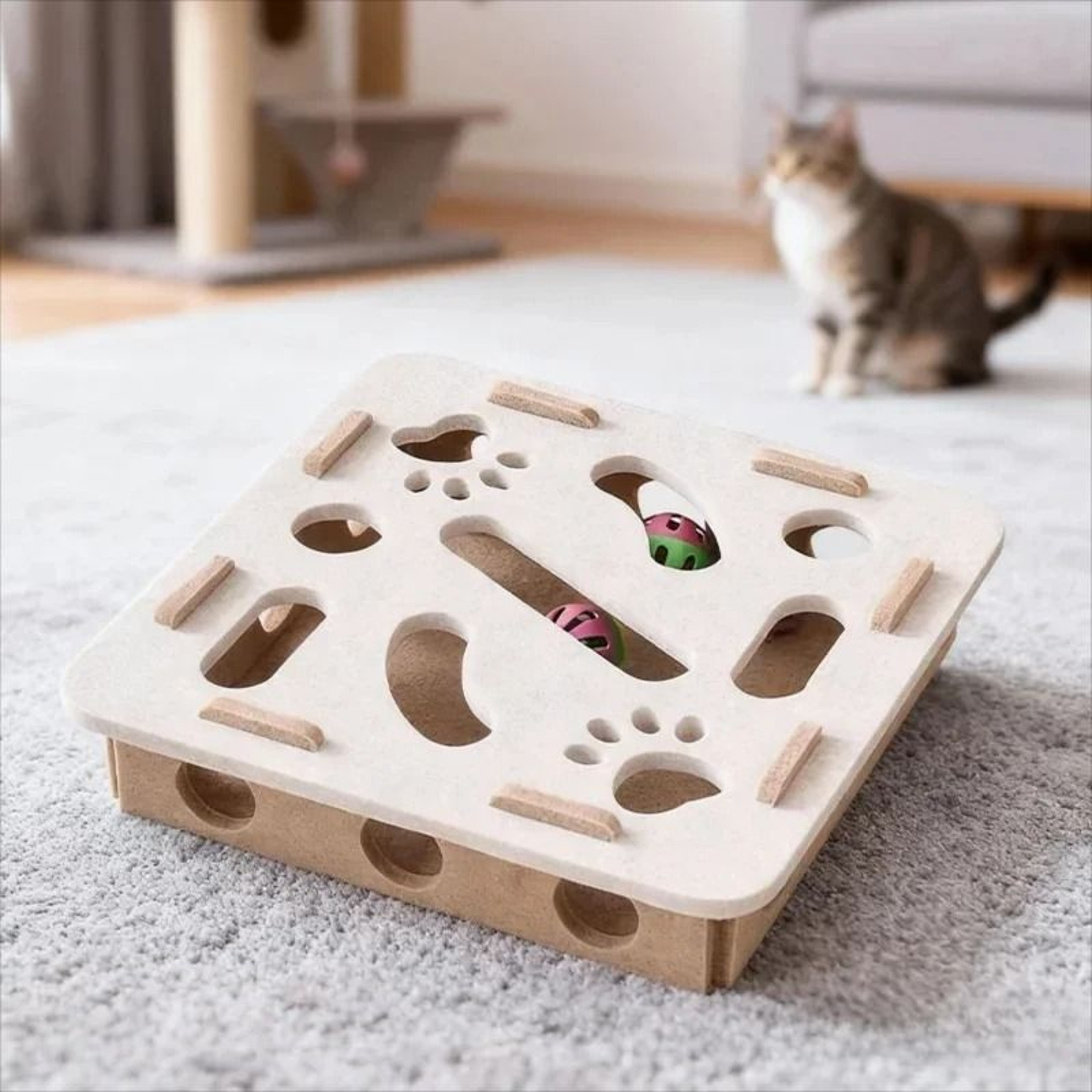 Interactive Felt Box Cat Tunnel With Plush Toy Ball For Indoor Exercise 7