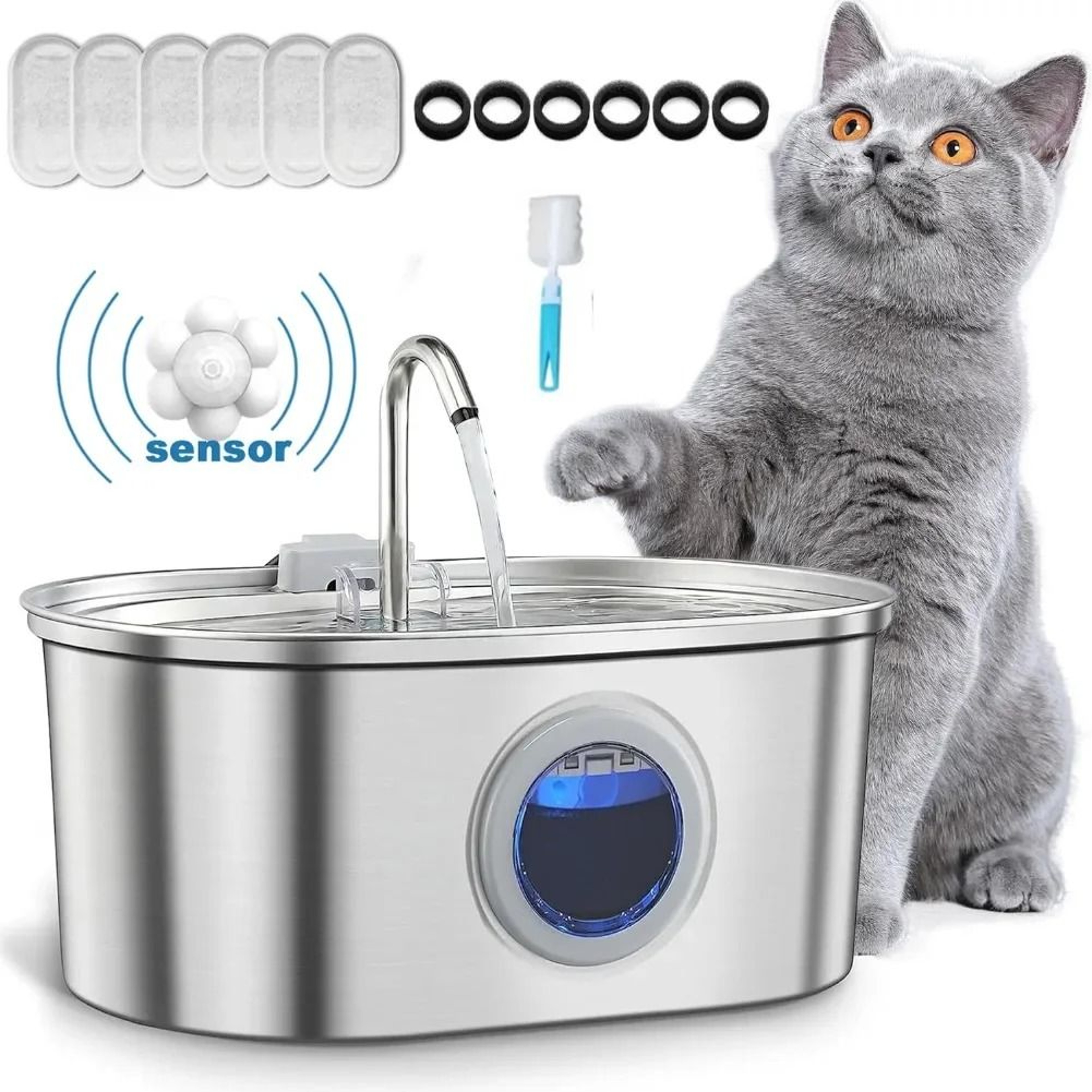 32L Stainless Steel UltraSilent Automatic Pet Water Fountain 0