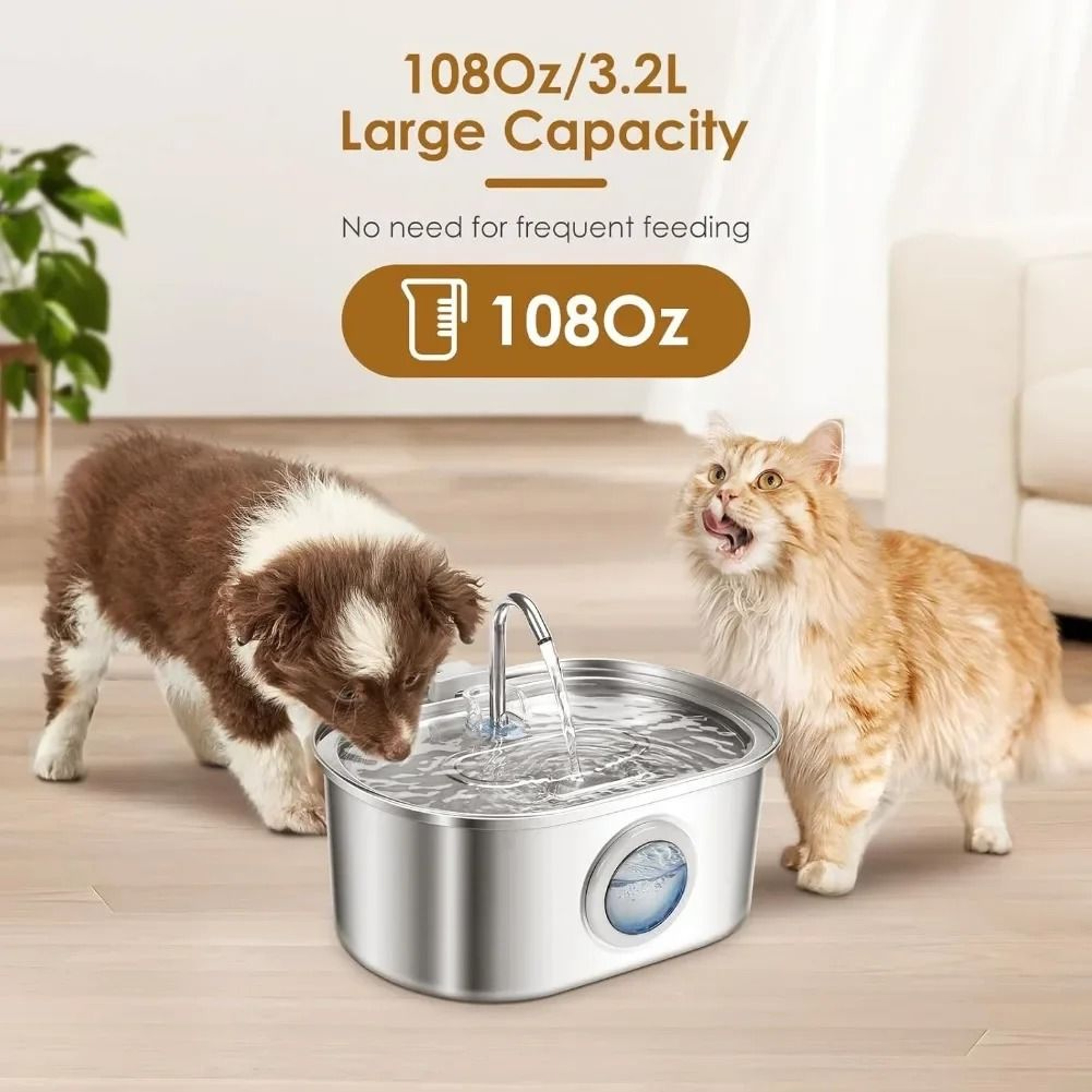 32L Stainless Steel UltraSilent Automatic Pet Water Fountain 4