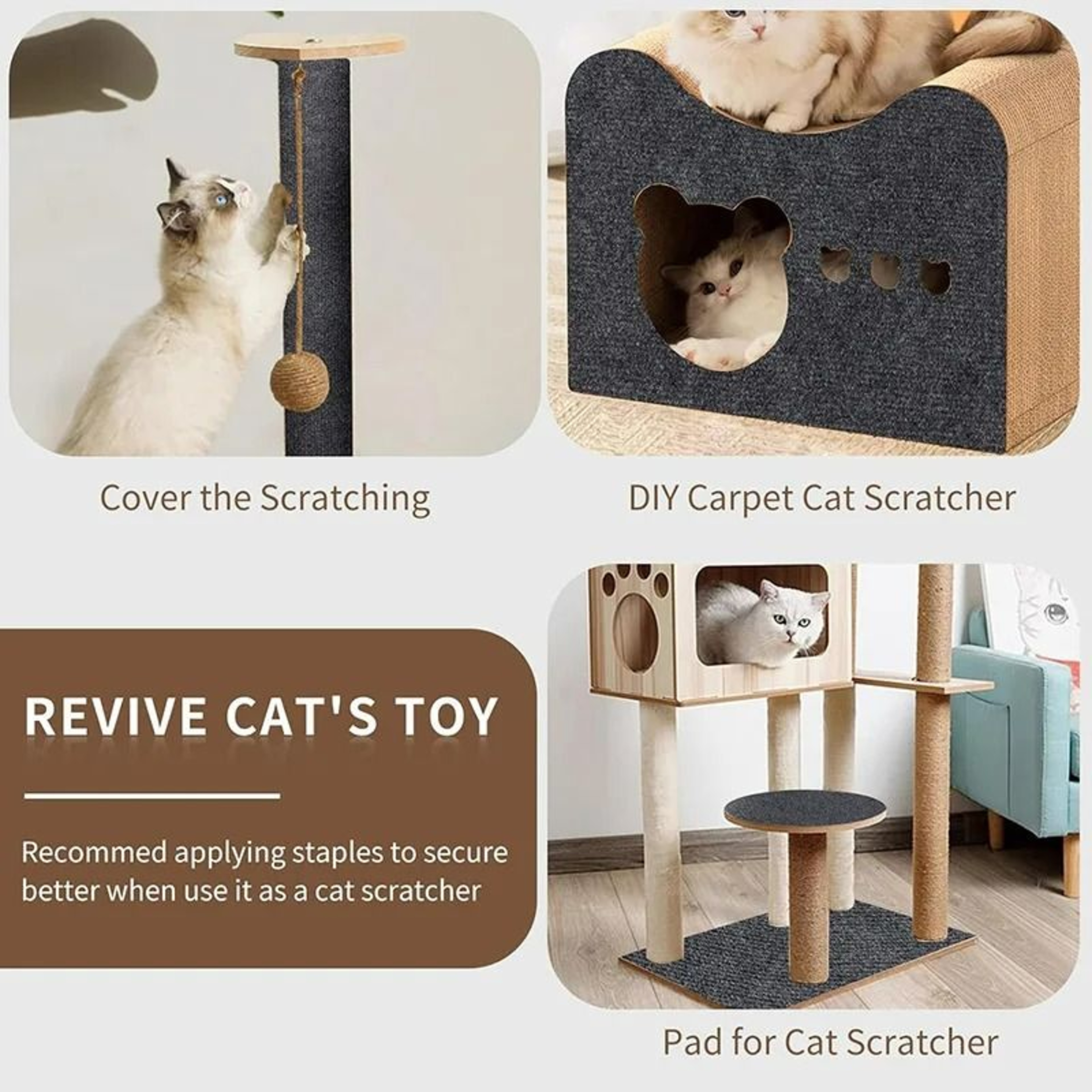SelfAdhesive Trimmable Cat Scratching  Climbing Mat 2