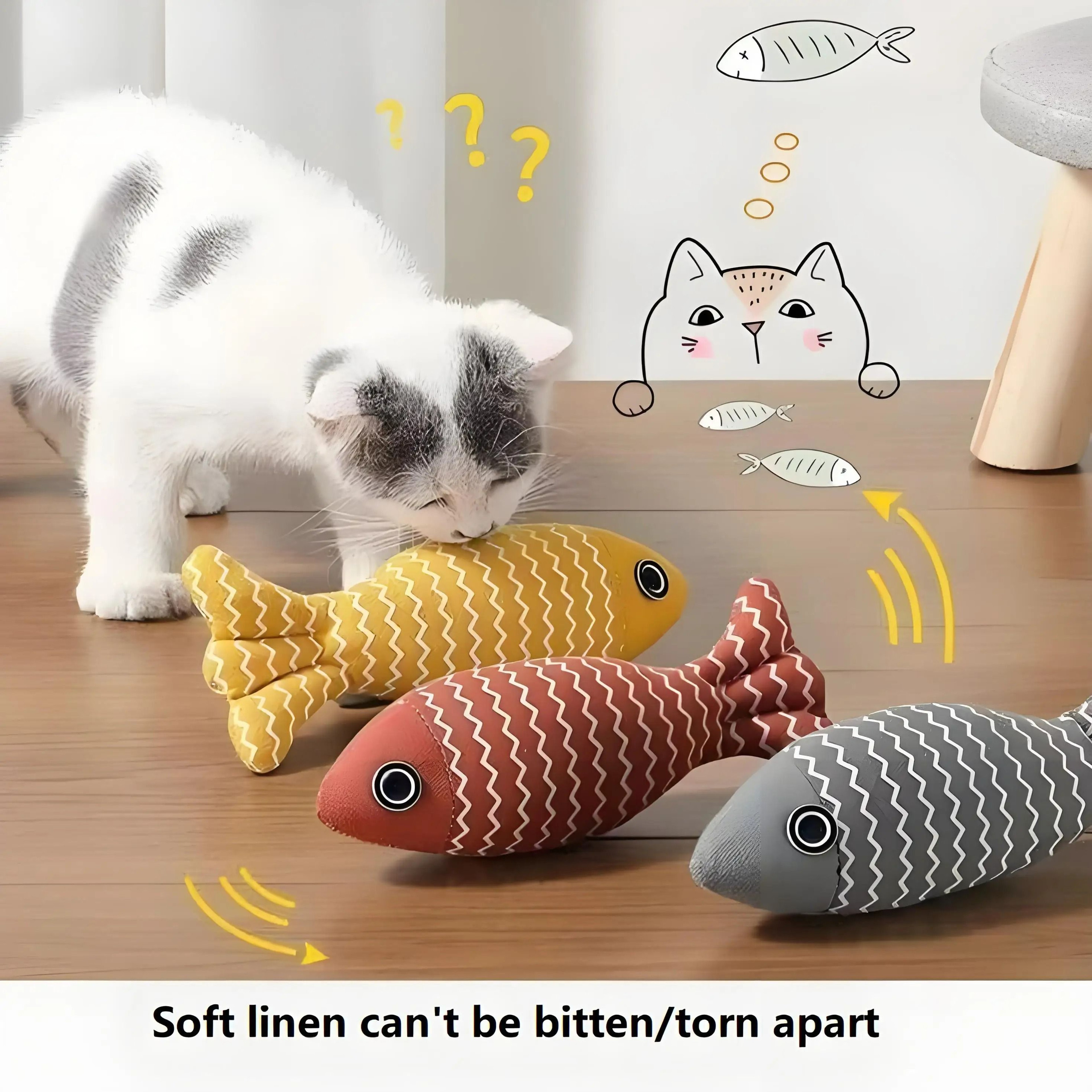 Interactive Catnip Fish Pillow Kicker 3Piece Pack 2