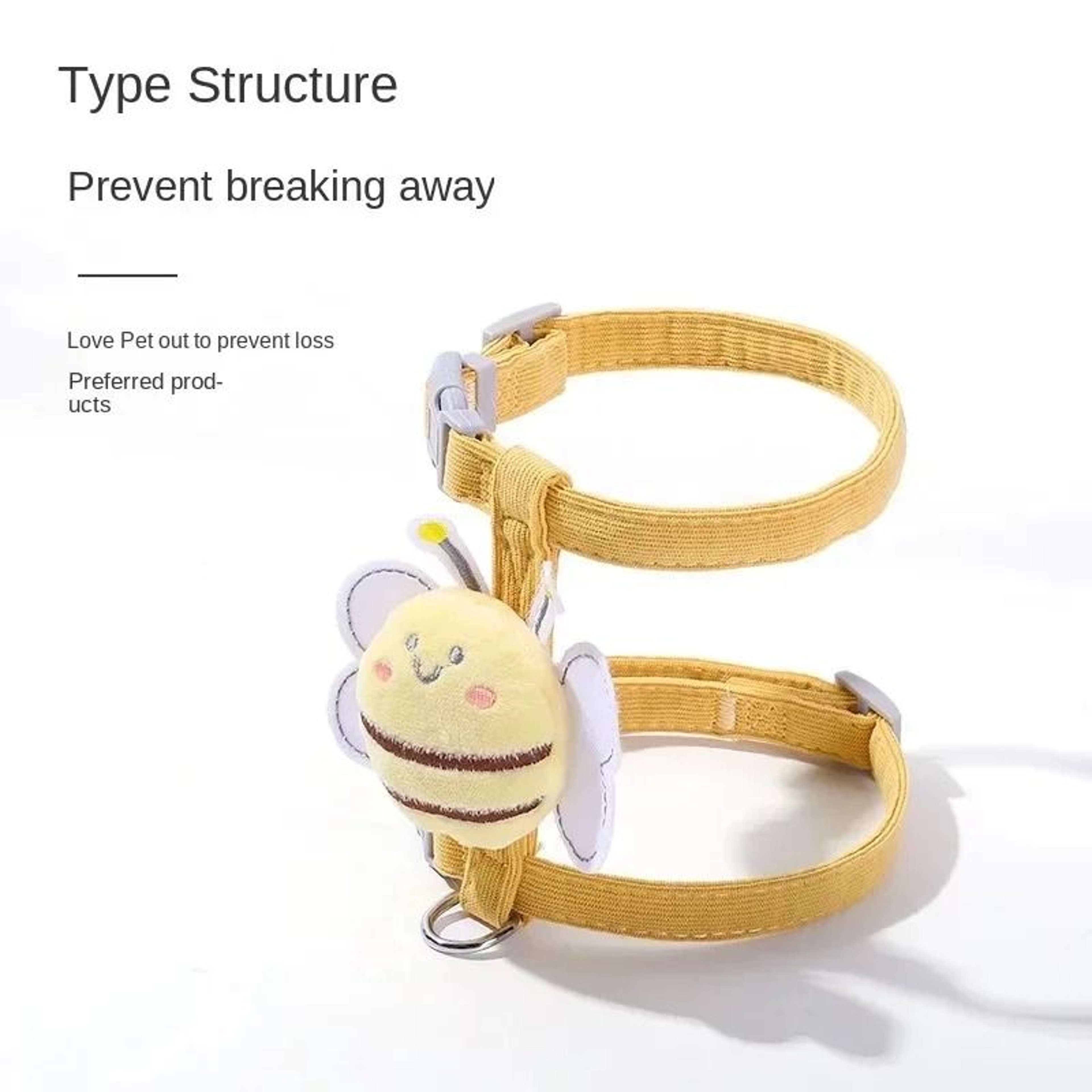 Cartoon Bee Adjustable Cat Harness  Leash Set 1