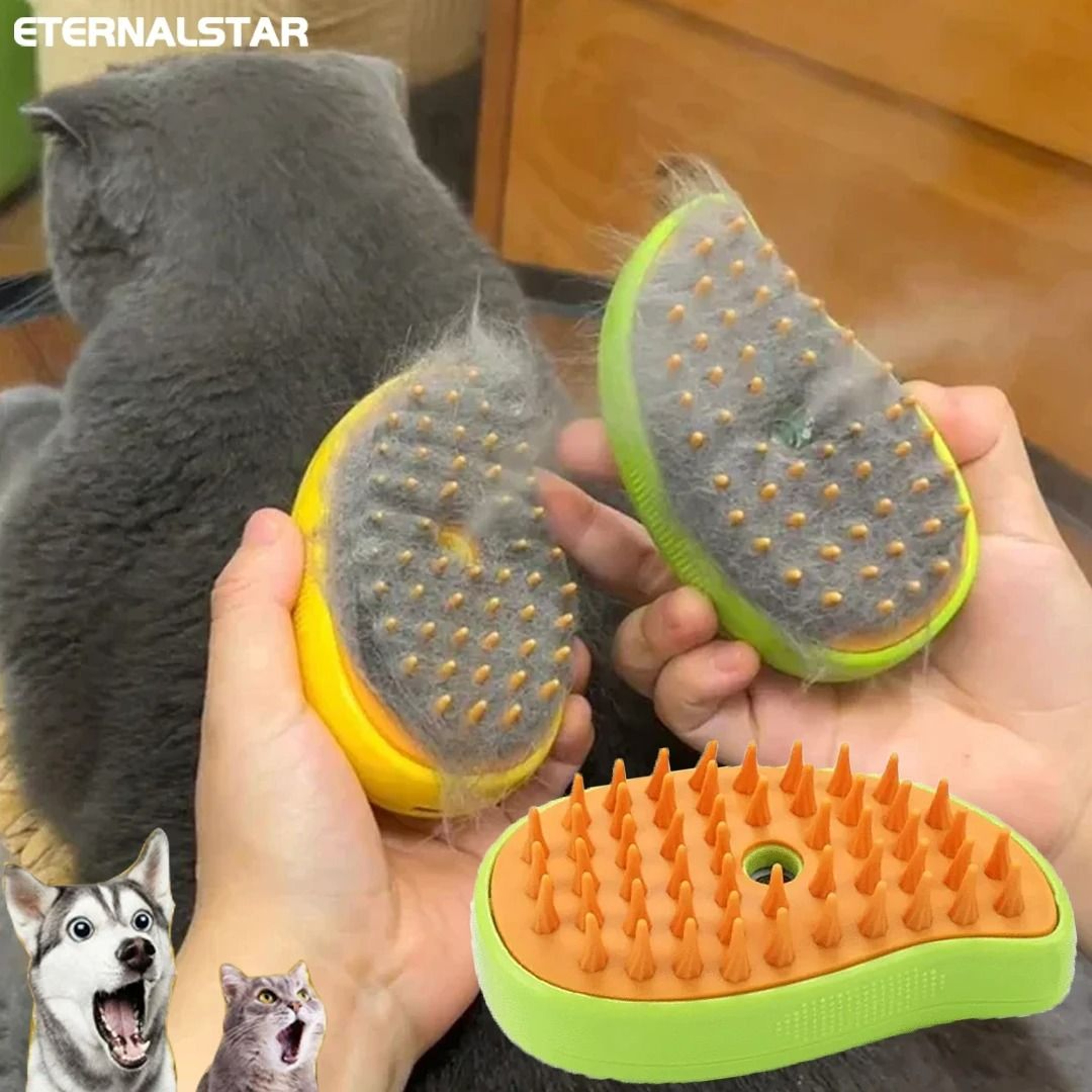 3in1 PureMist Electric Steamy Grooming Brush 0