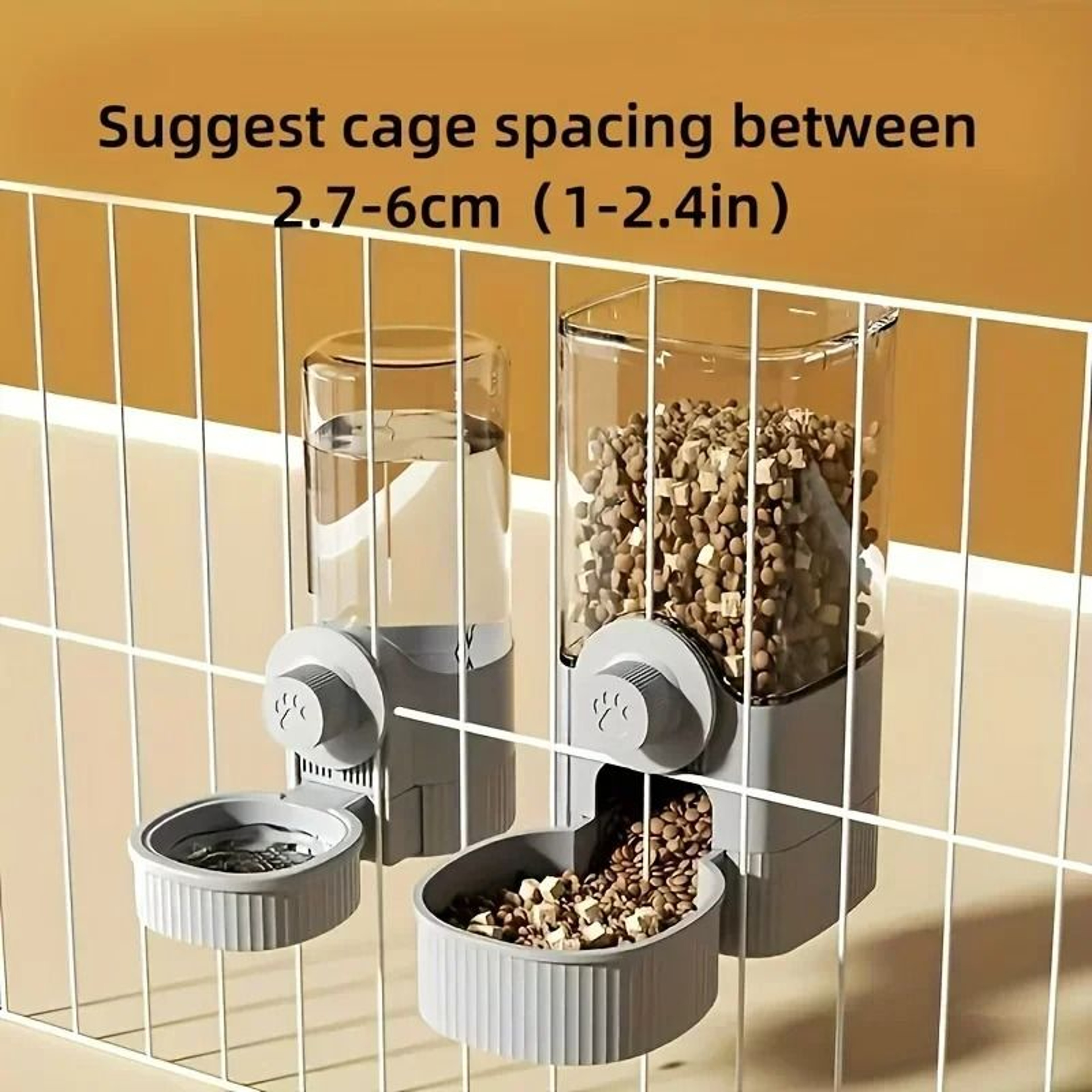Hanging Cage Automatic Pet Feeder  Waterer Set  GravityFed Dispenser For Cats  Dogs 2