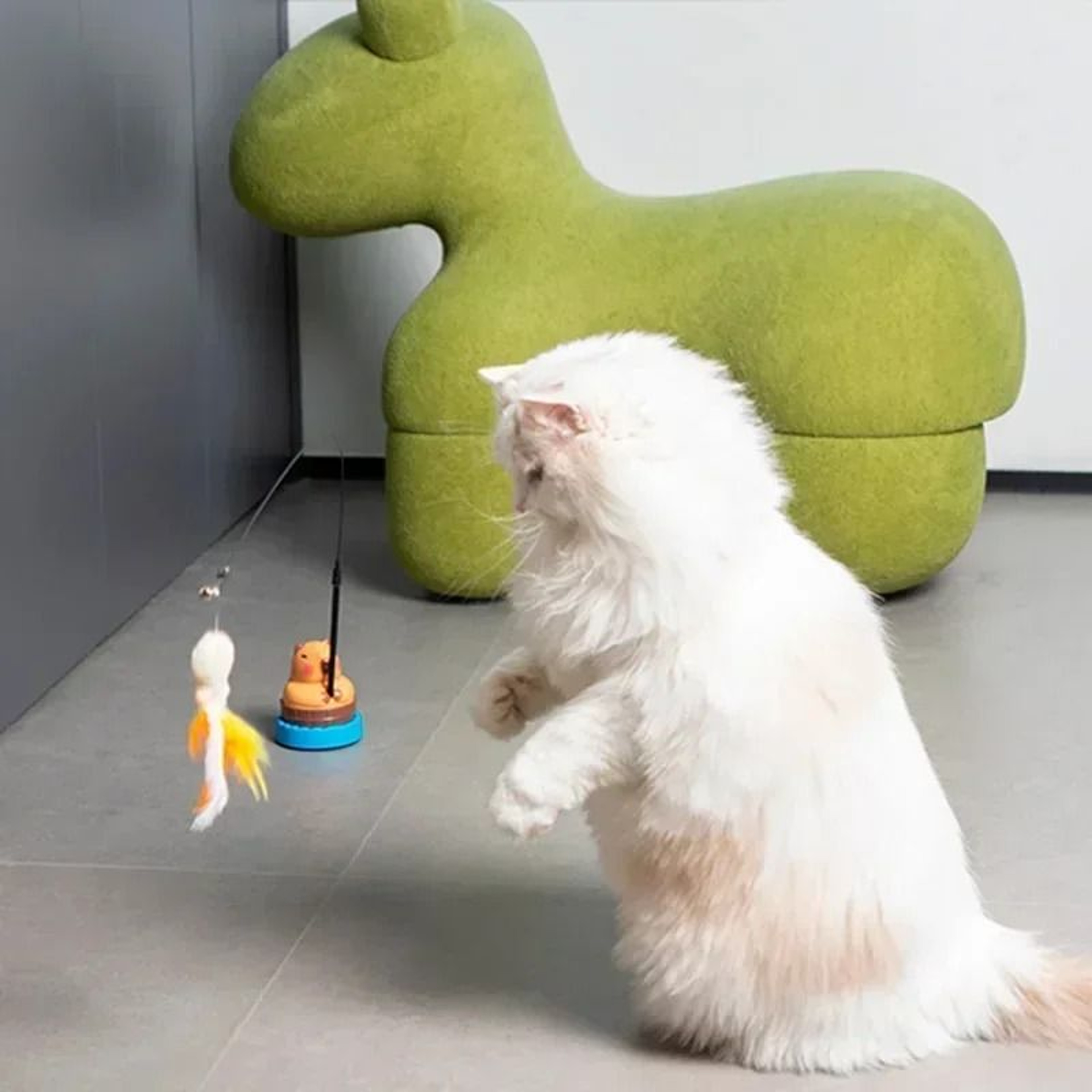 Capybara  Bird Interactive Teaser  Plush Pounce  Chase Wand With Jingle Bell 4