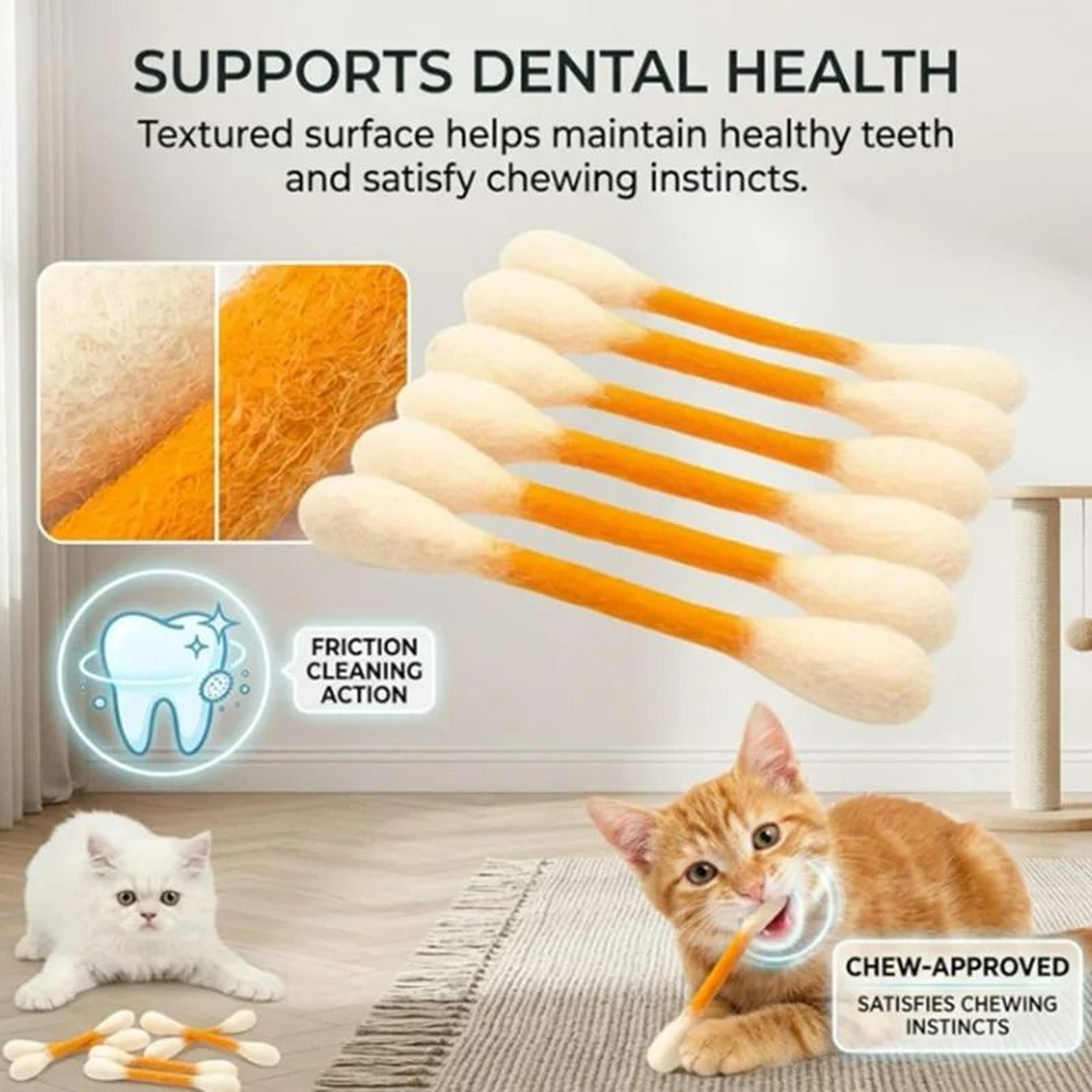 Oversized Cotton Swab Cat Kicker 6Piece Set  Durable Felt Teething  Wrestling Toys 5