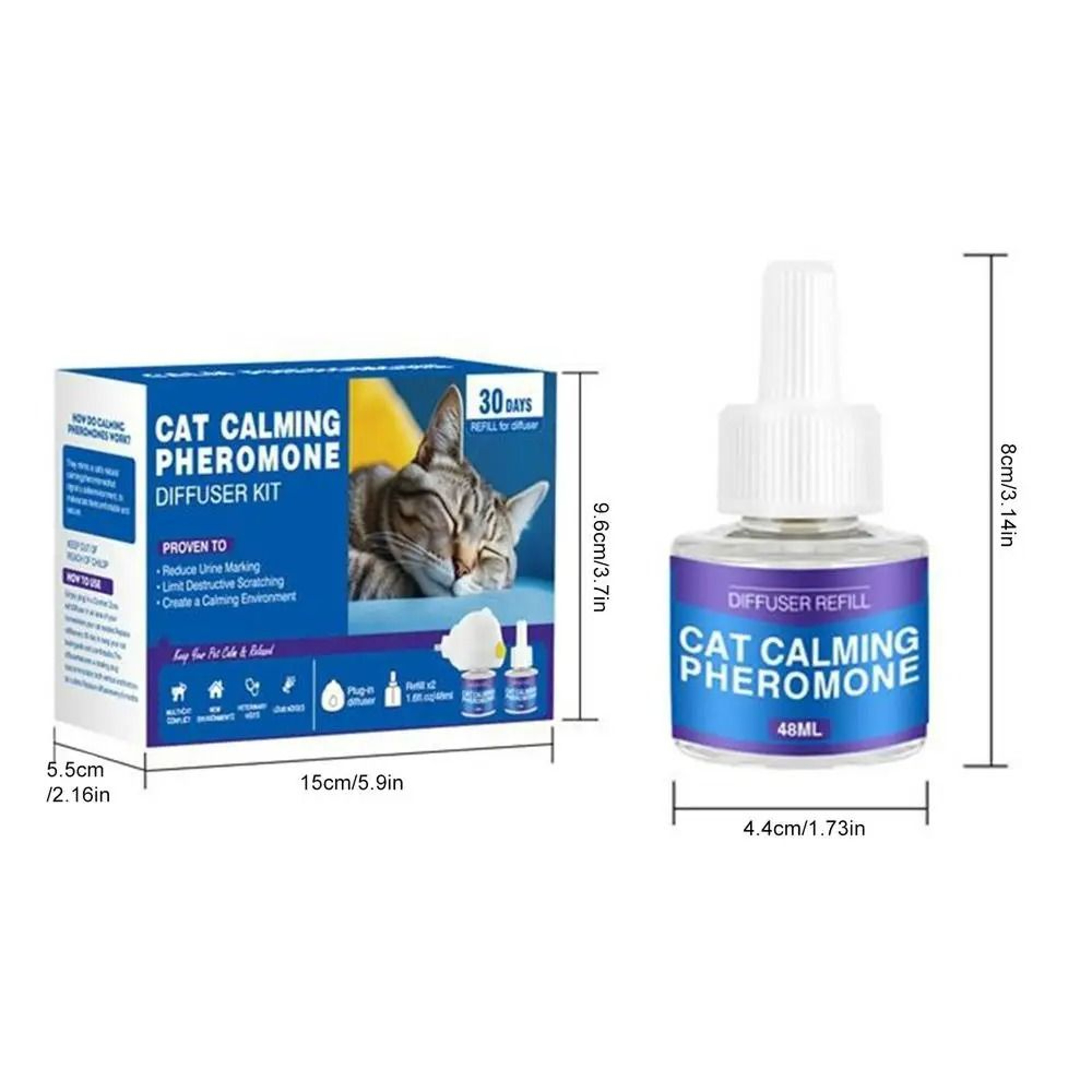 60Day Calming Pheromone Refill  LongLasting Stress  Conflict Relief For Cats 7