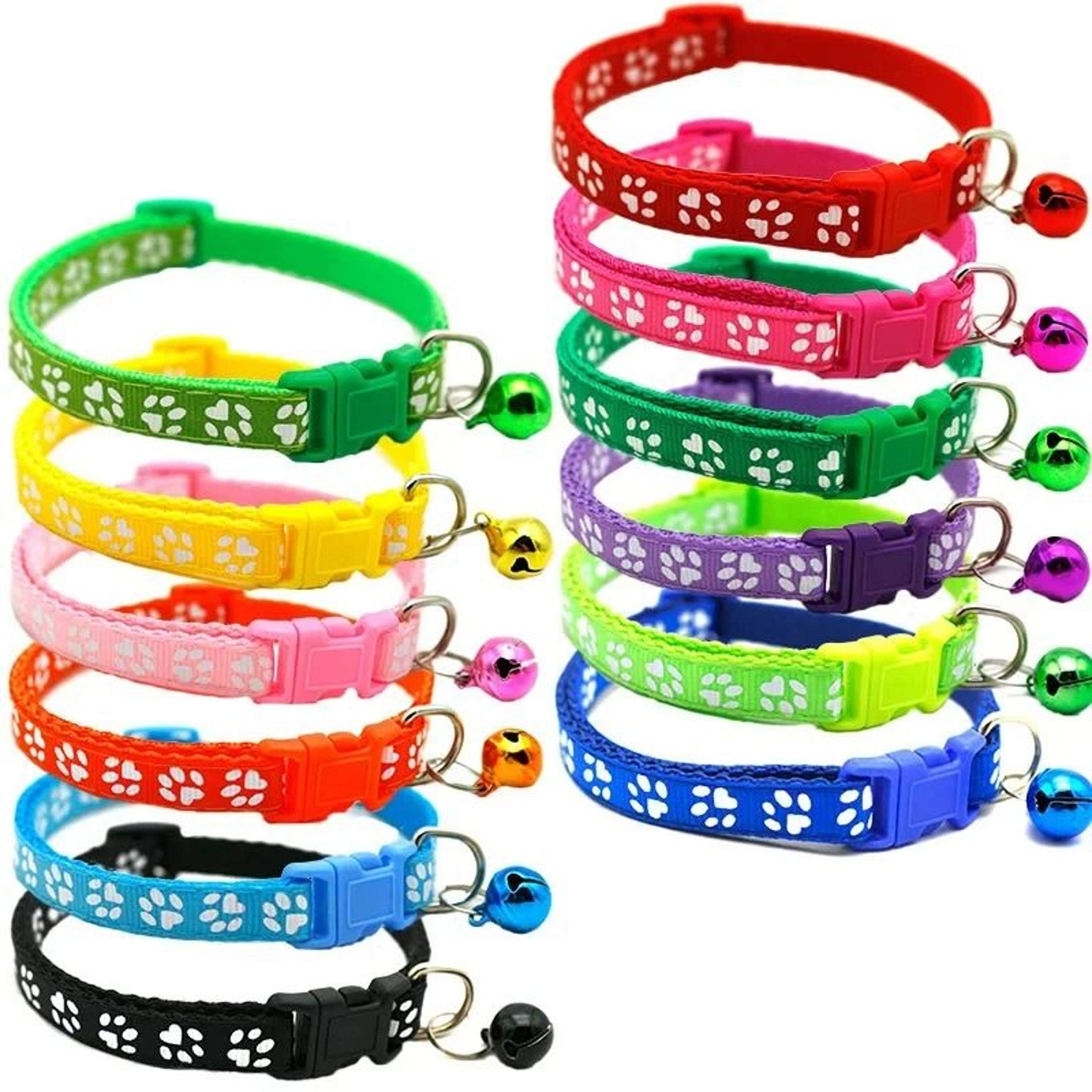 Adjustable Footprint Print Pet Collar  Lightweight QuickRelease Safety Necklace With Crisp Bell 2