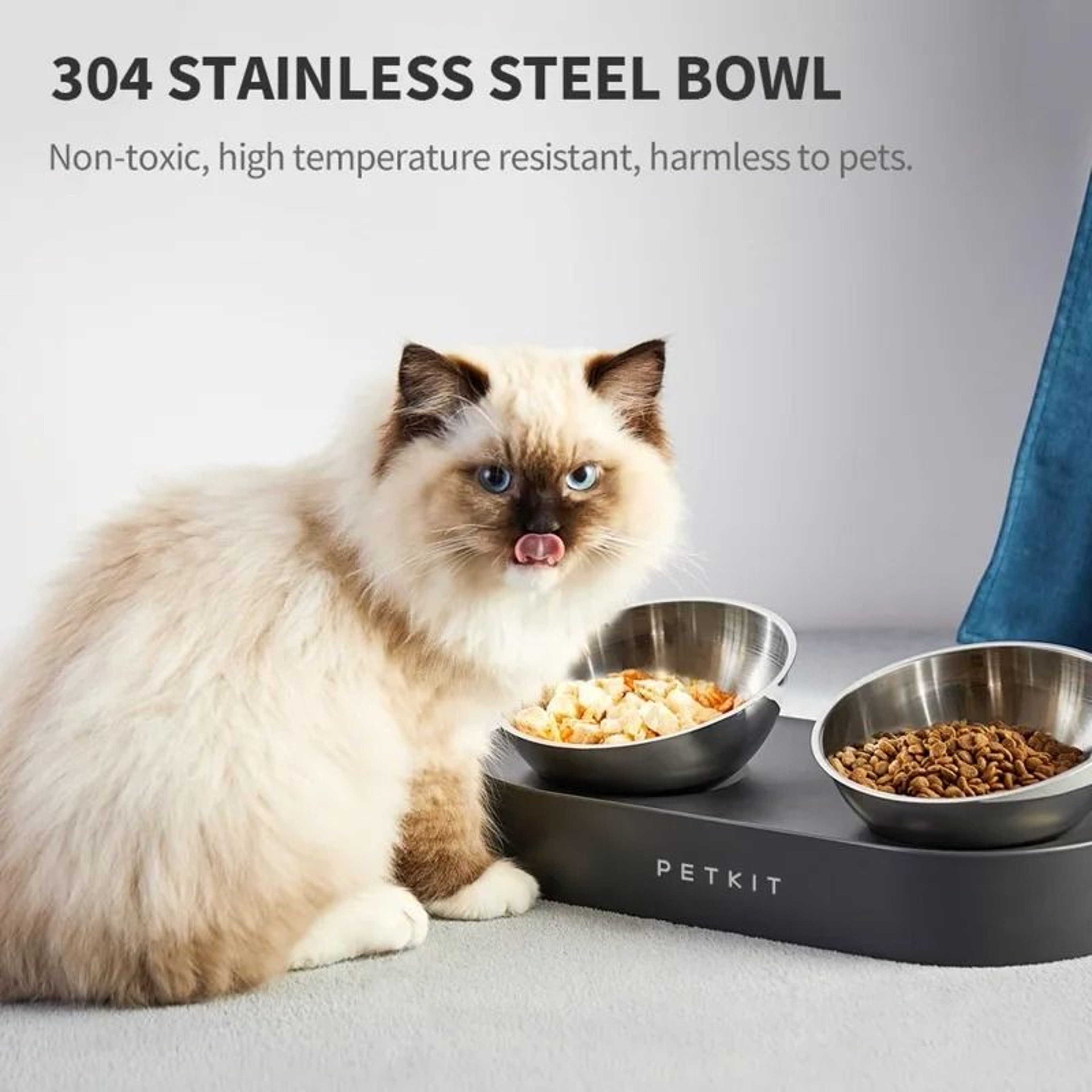 Adjustable Elevated Dual Pet Bowl  Ergonomic 304 Stainless Steel Food  Water Feeder 2