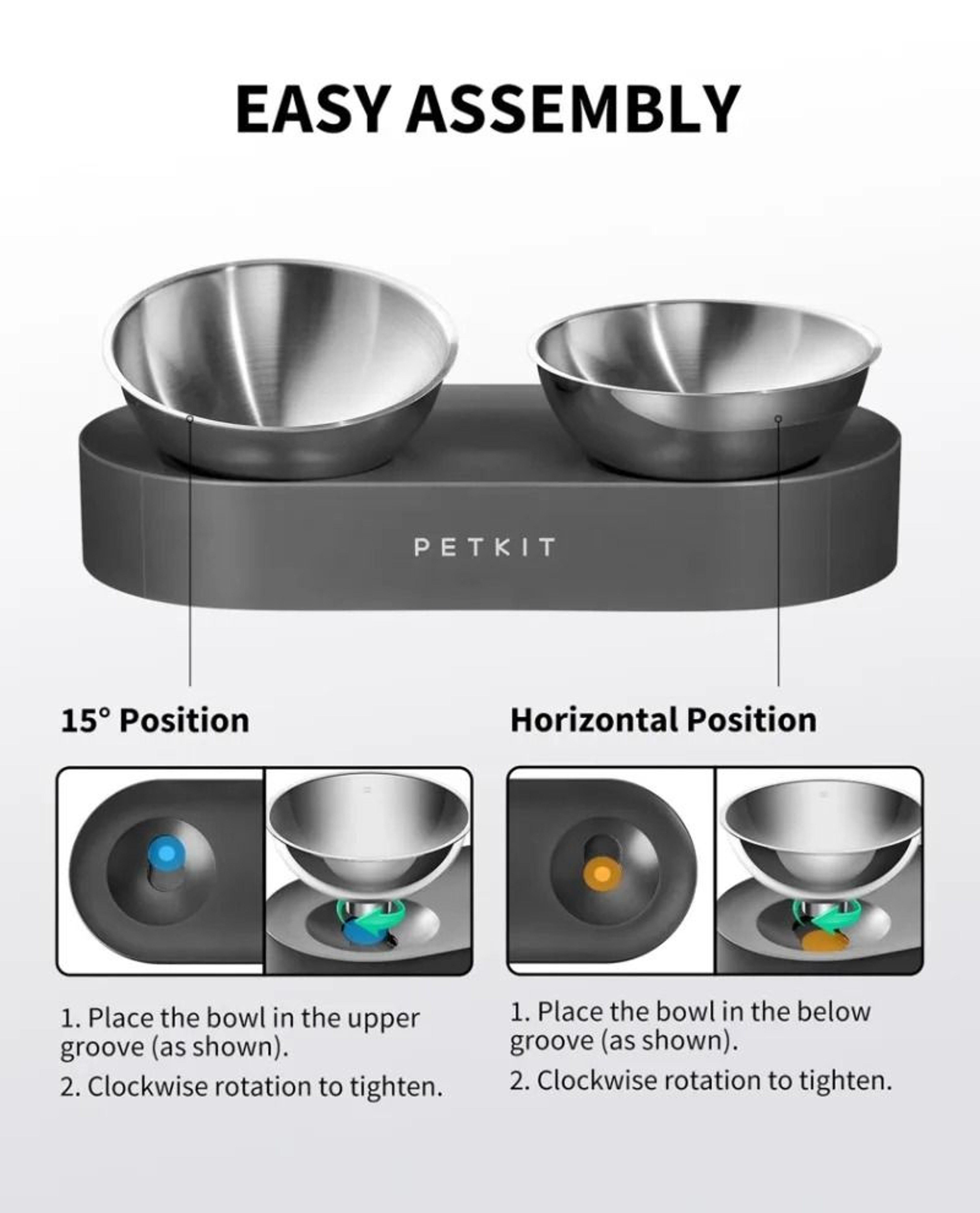 Adjustable Elevated Dual Pet Bowl  Ergonomic 304 Stainless Steel Food  Water Feeder 4
