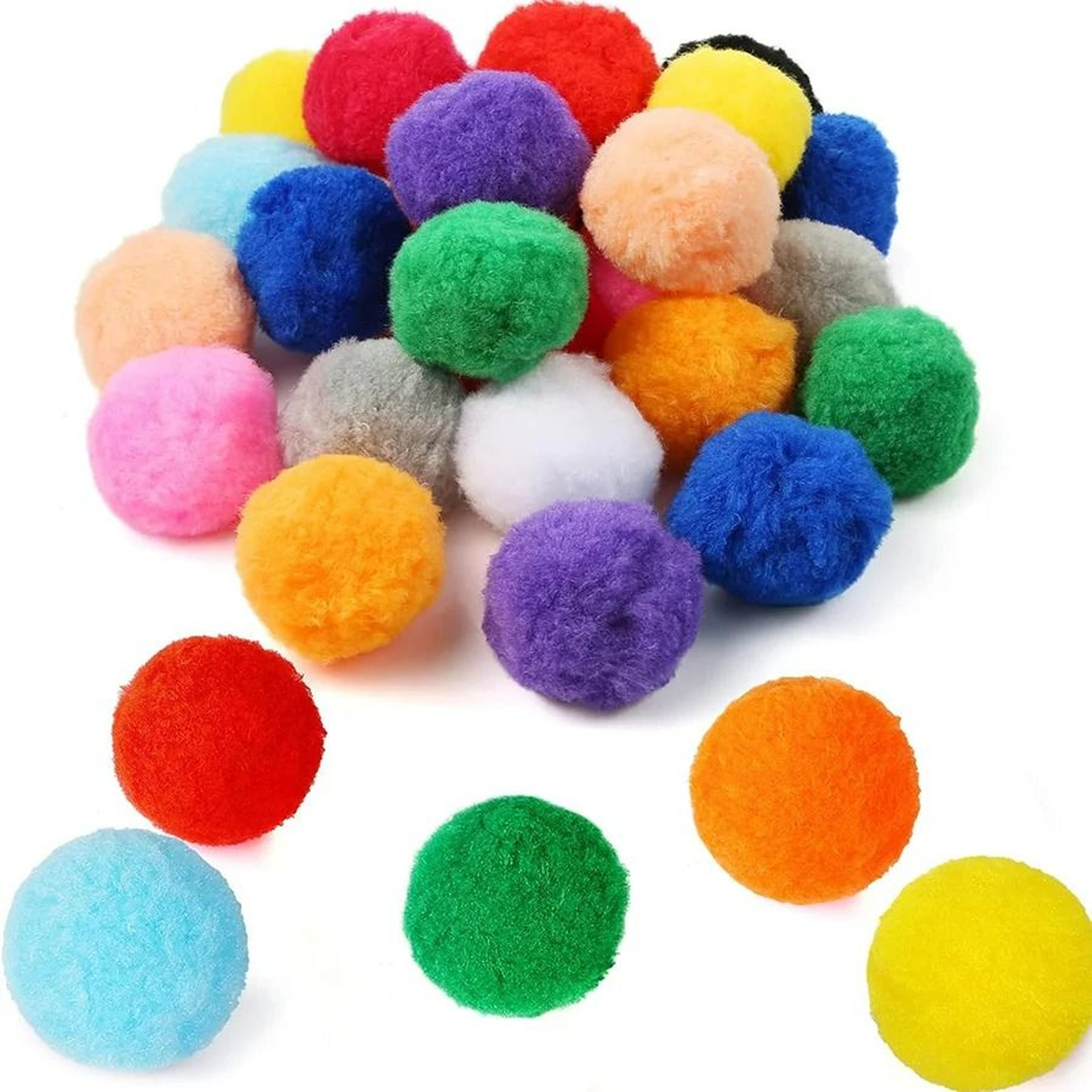 98Piece Premium Plush Cat Toy Balls  Soft Assorted Color PomPoms For Chasing  Interactive Play 2