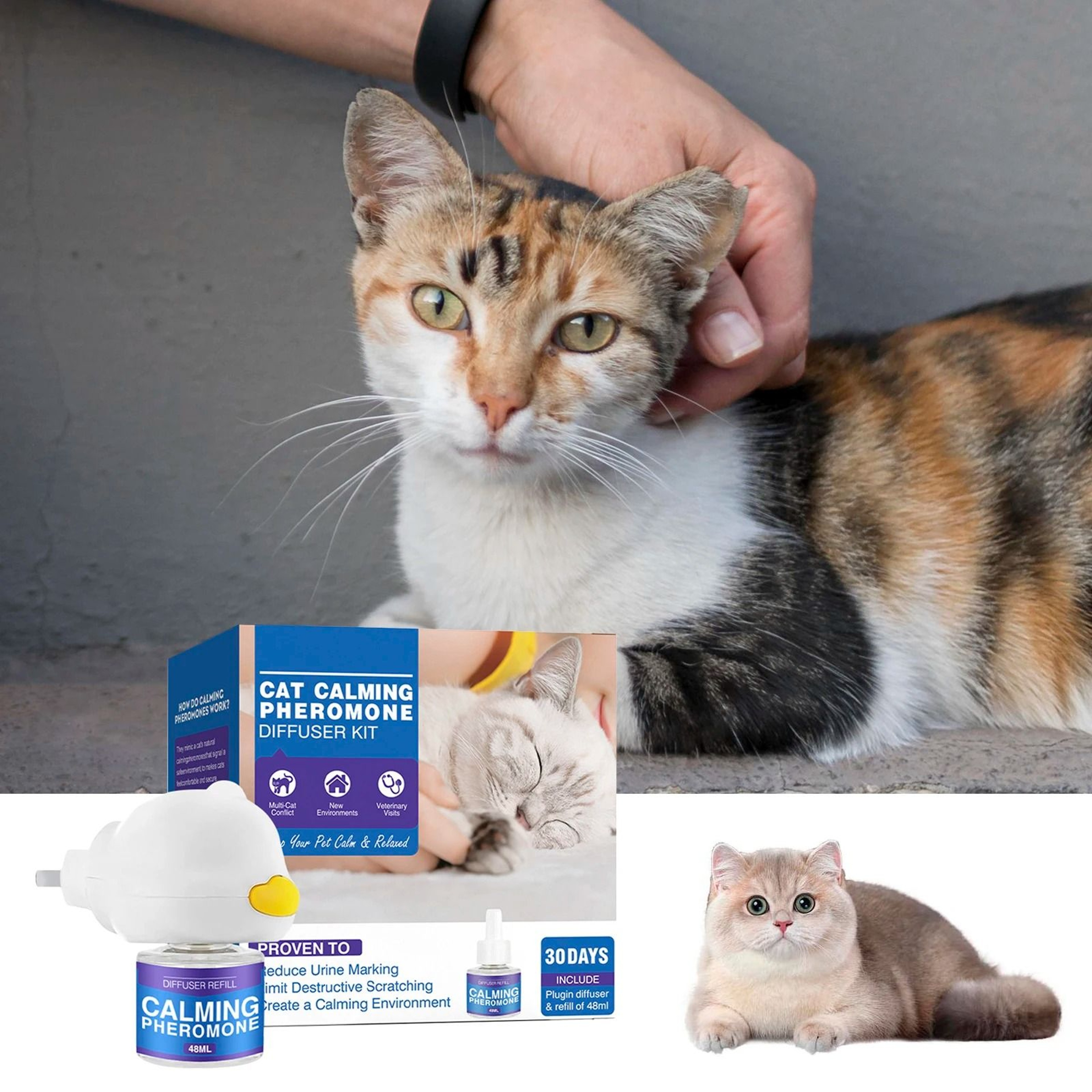 48ML Calming Pheromone Diffuser Kit  LongLasting Electric Stress Relief PlugIn For Cats  Dogs 2