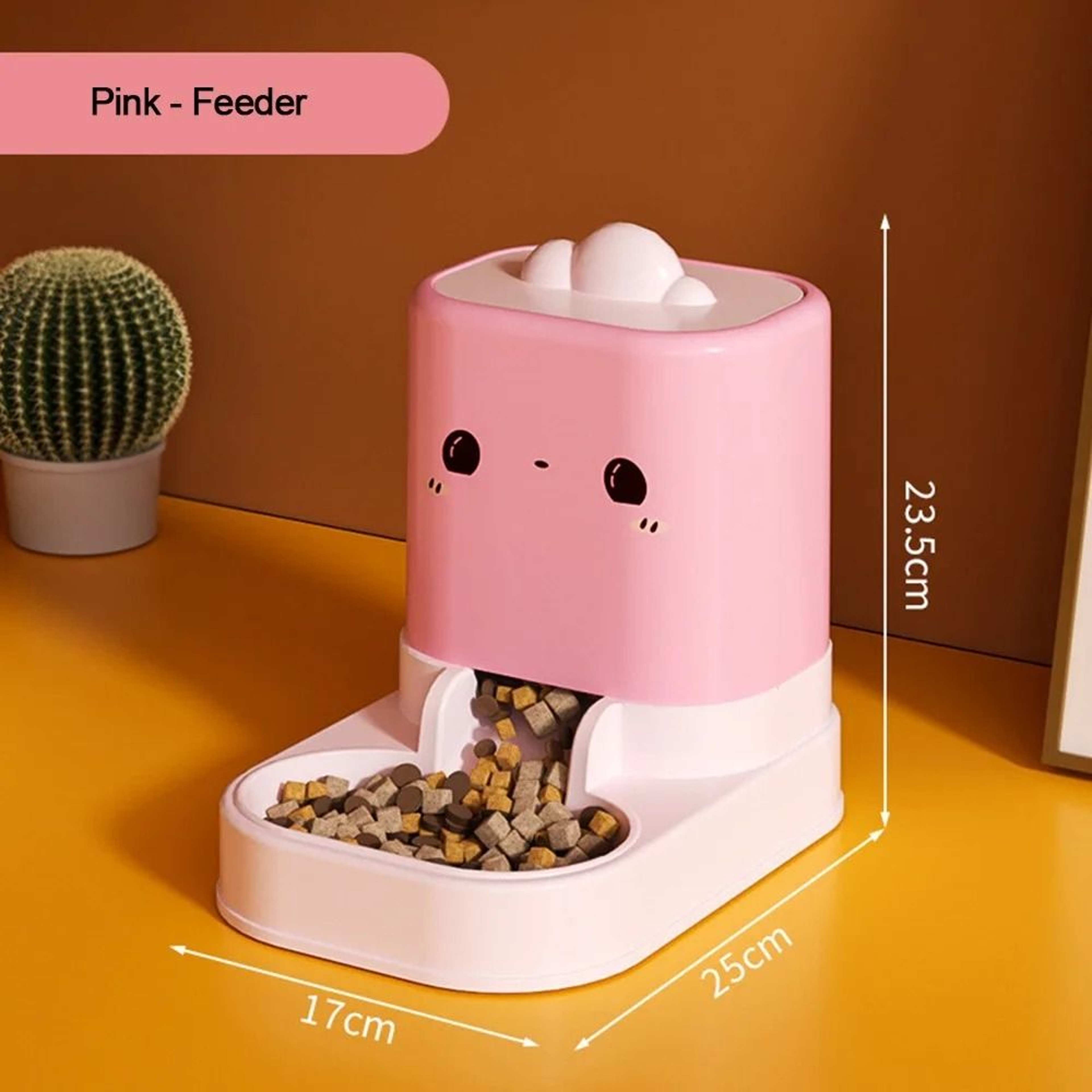 Cute CatShaped Automatic Pet Feeder  Water Dispenser  Large Capacity Gravity Feeding Station For Ca 10