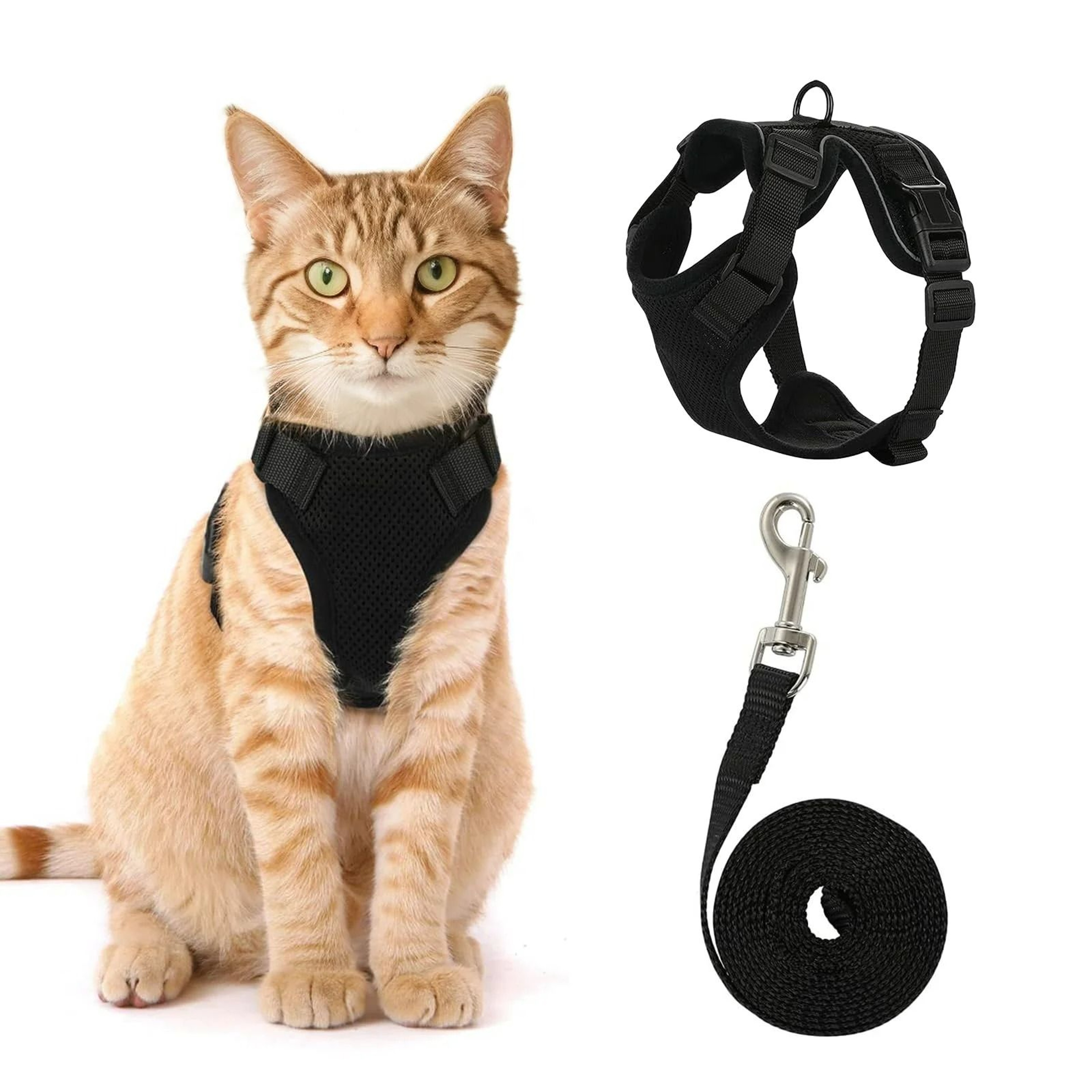 EscapeProof Reflective Cat Harness And Leash Set  Adjustable Breathable Mesh Walking Vest 0