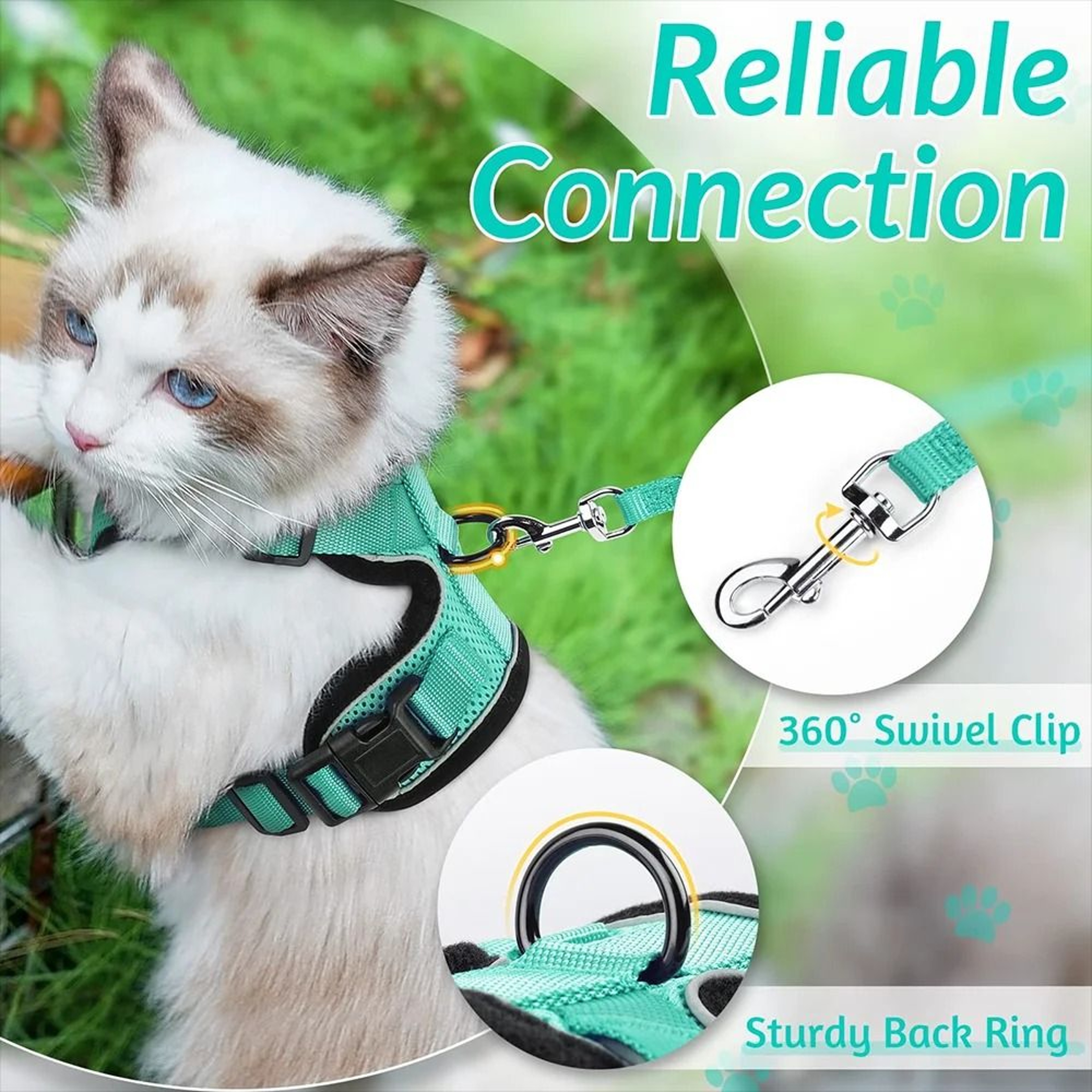 EscapeProof Reflective Cat Harness And Leash Set  Adjustable Breathable Mesh Walking Vest 4