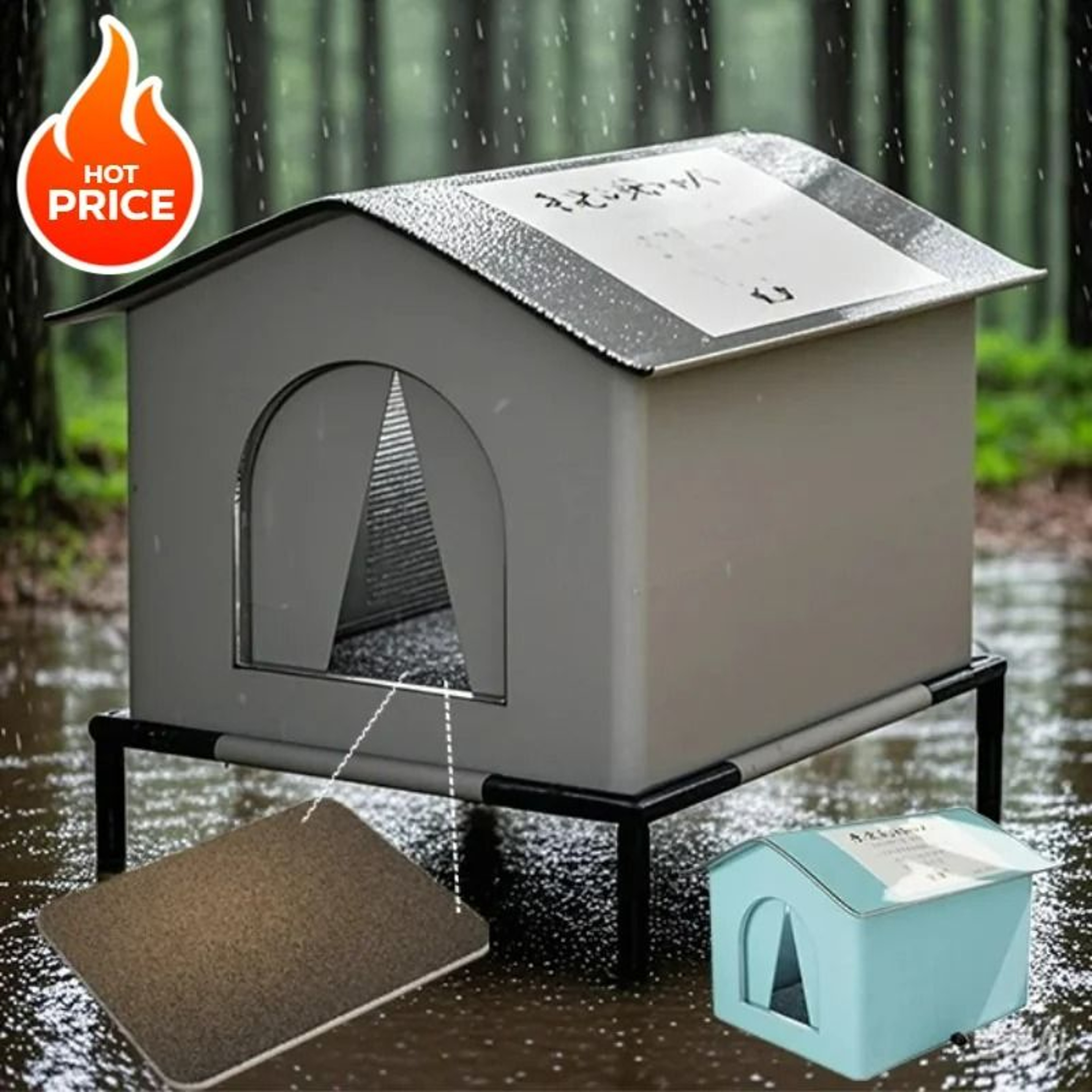 AllSeason Waterproof Outdoor Cat Shelter  Insulated Thermal Stray Pet House With HeavyDuty Supporti 0