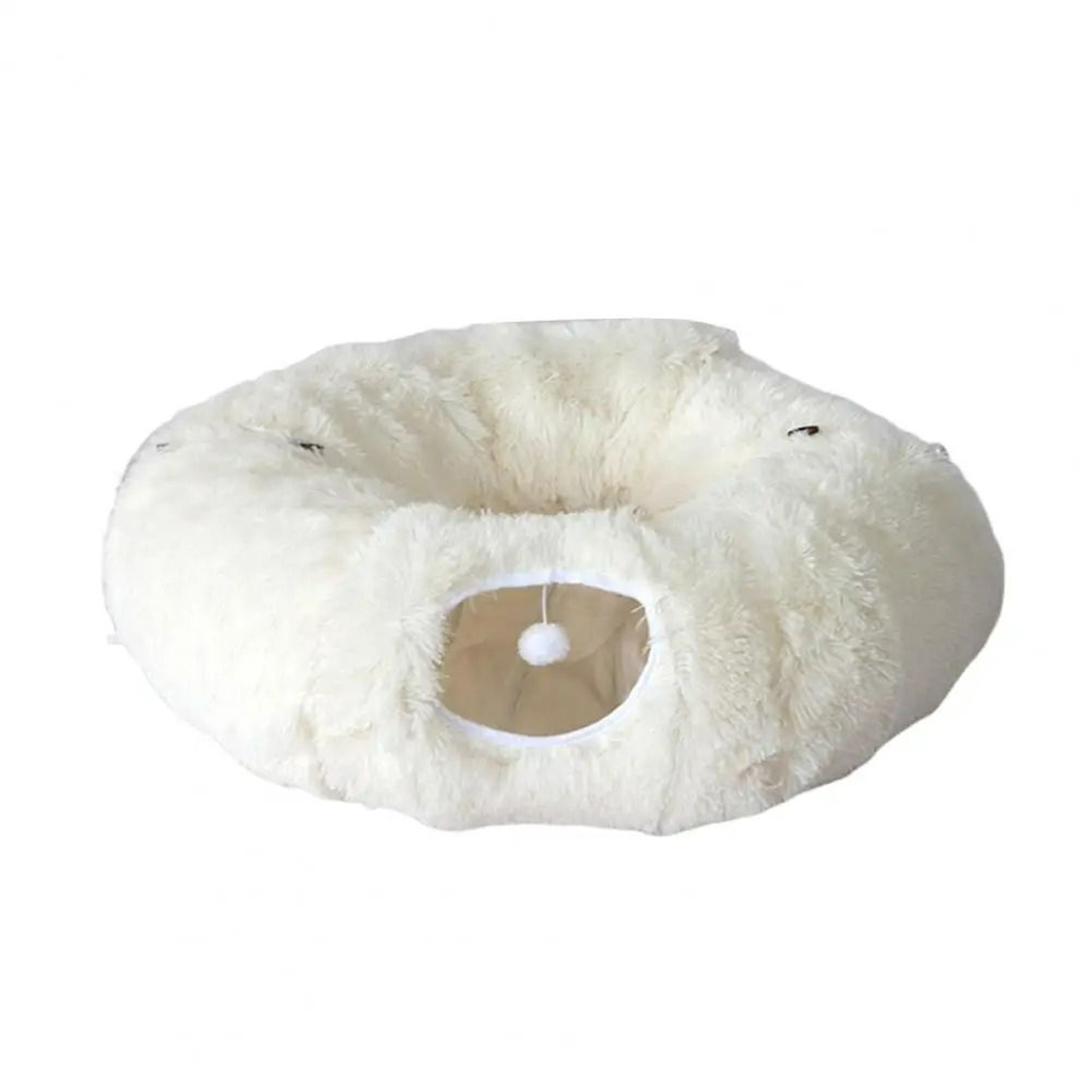 Plush Donut Cat Tunnel Bed  Round Convertible Play Labyrinth With Hanging Toy Balls  Washable Peeka 8