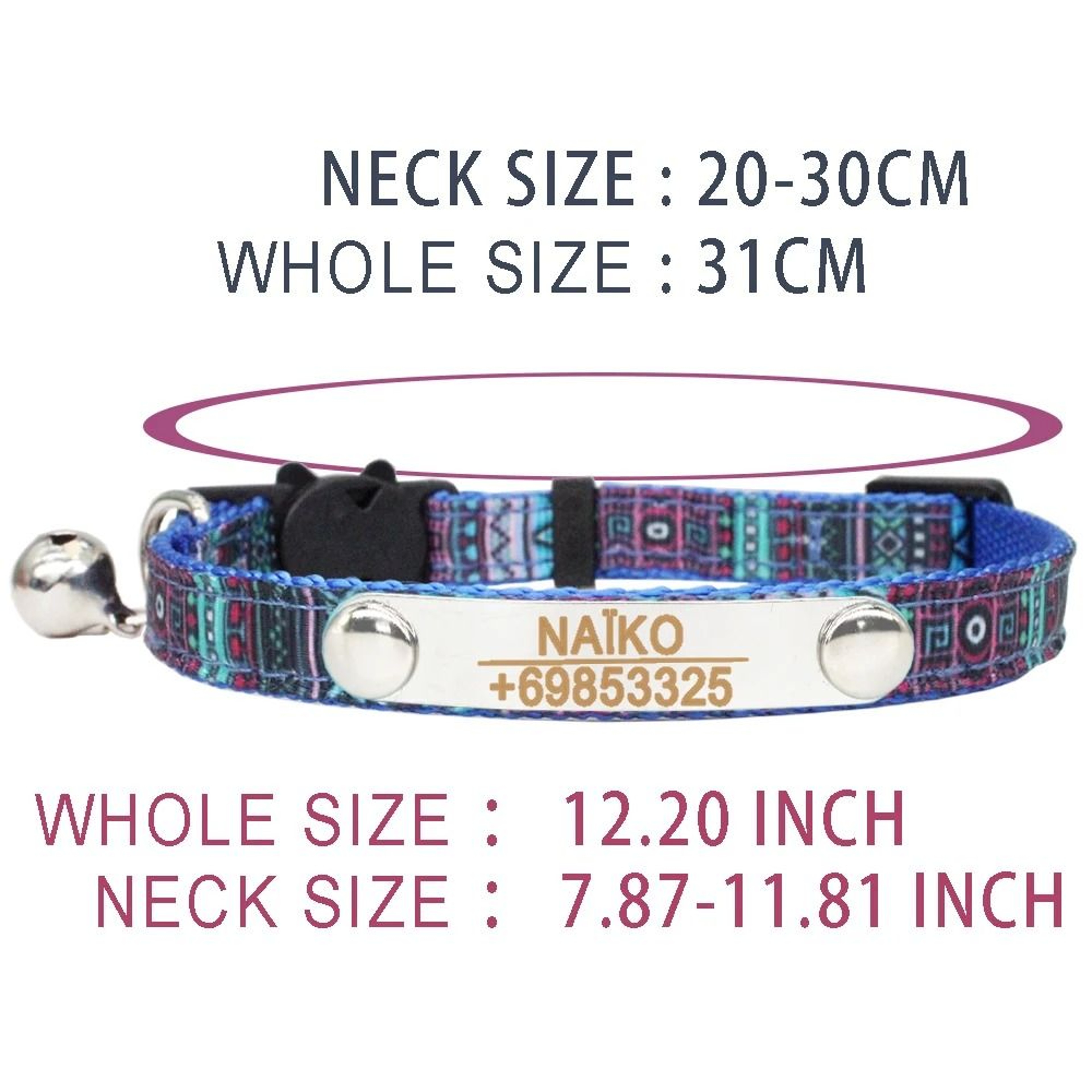 Elite Customized Personalized ID Breakaway Cat Collar With LaserEngraved Safety Plate 2