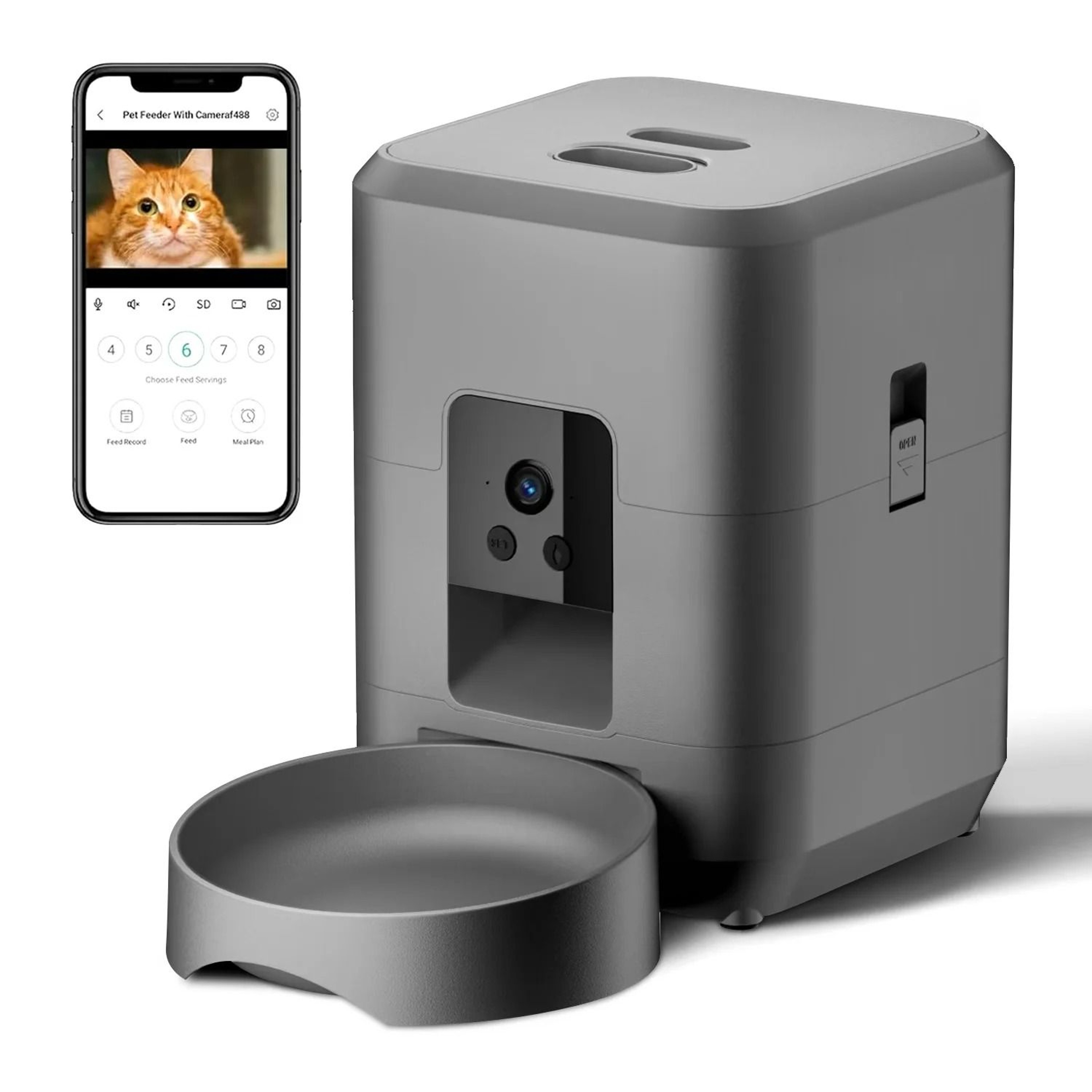 Smart 2L Automatic Pet Feeder With WiFi  HD Camera  AppControlled Food Dispenser For Cats And Small 10