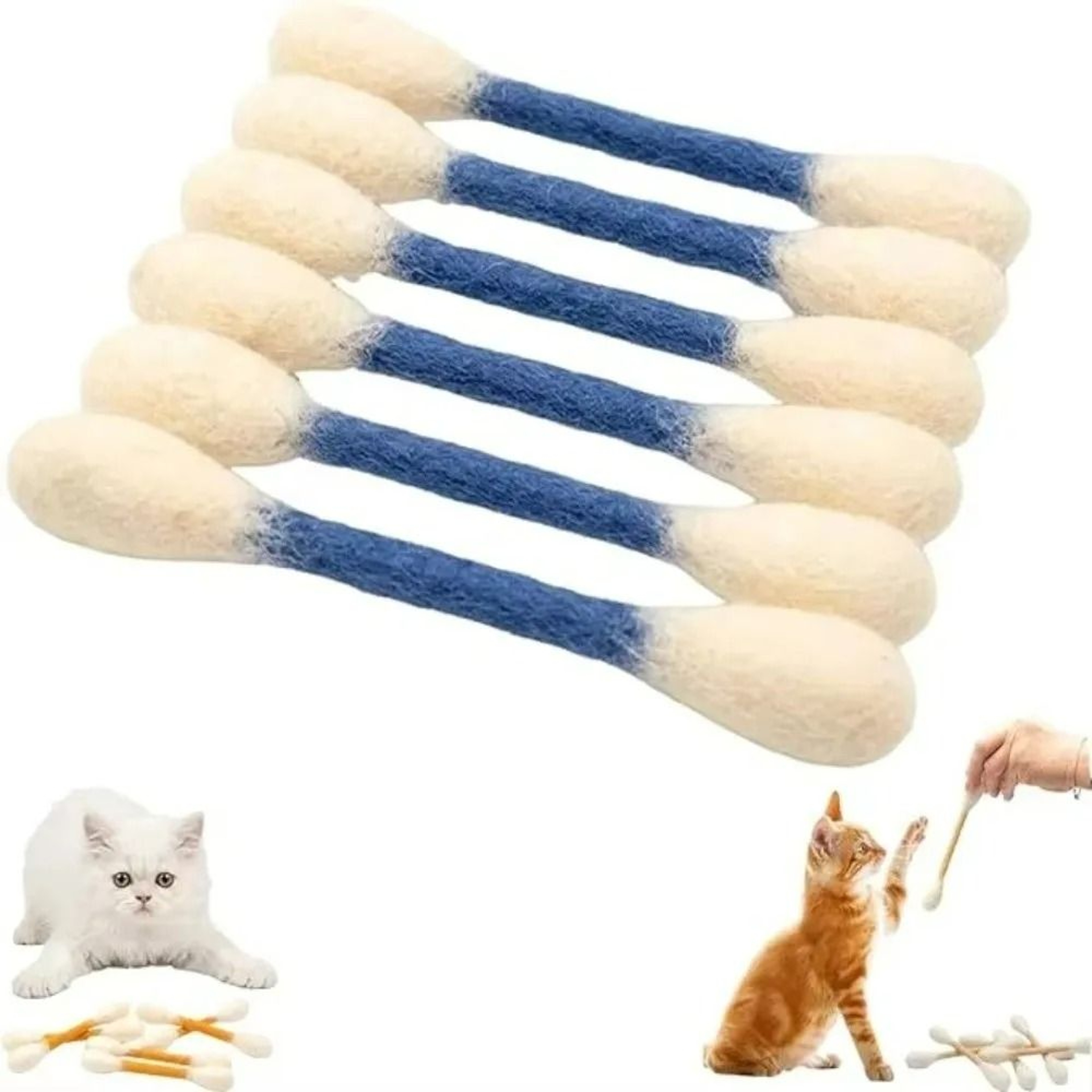 Felt Cotton Swab Cat Toys  Pack Of 6 11