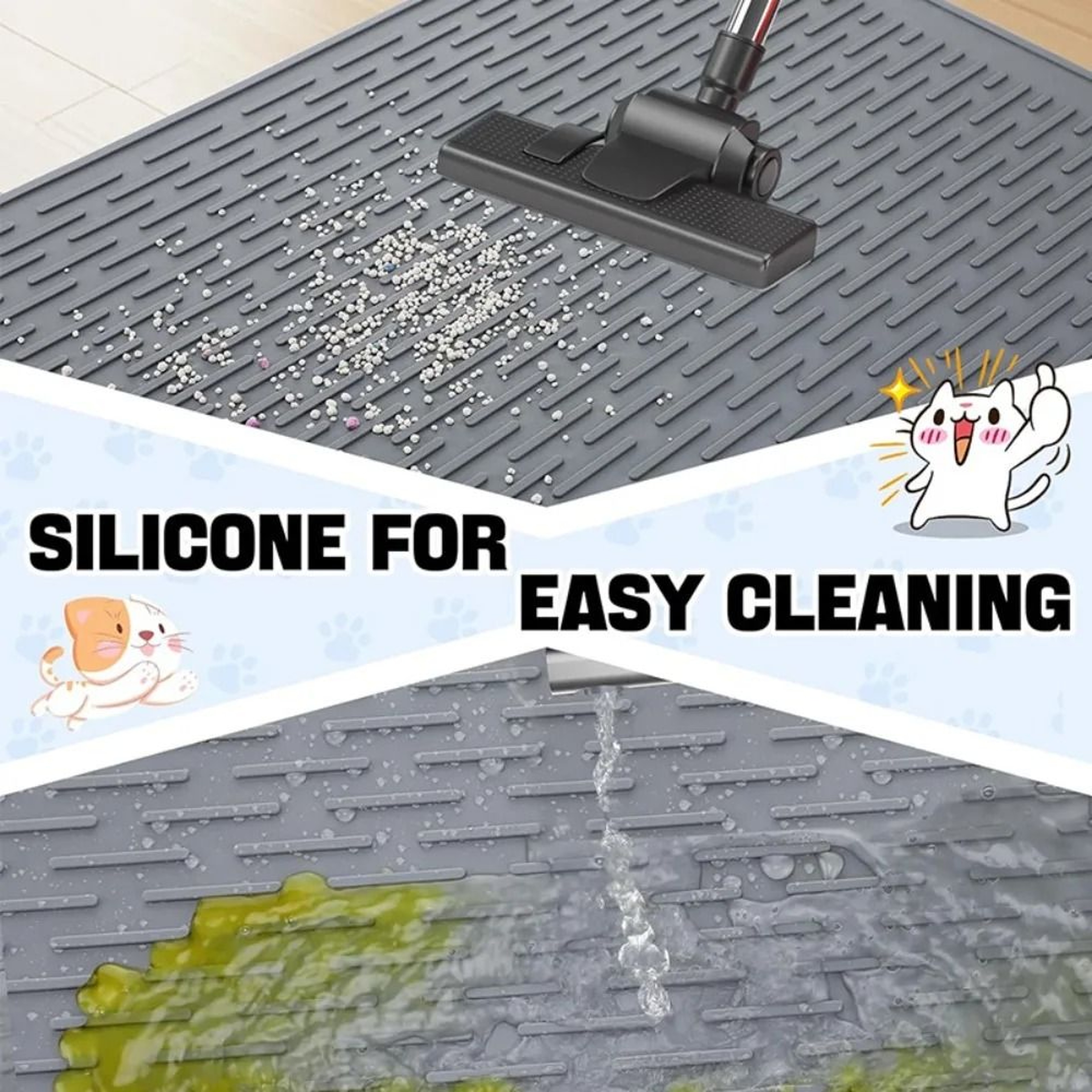 Large Waterproof Silicone NonSlip Pet Feeding  Litter Mat 4