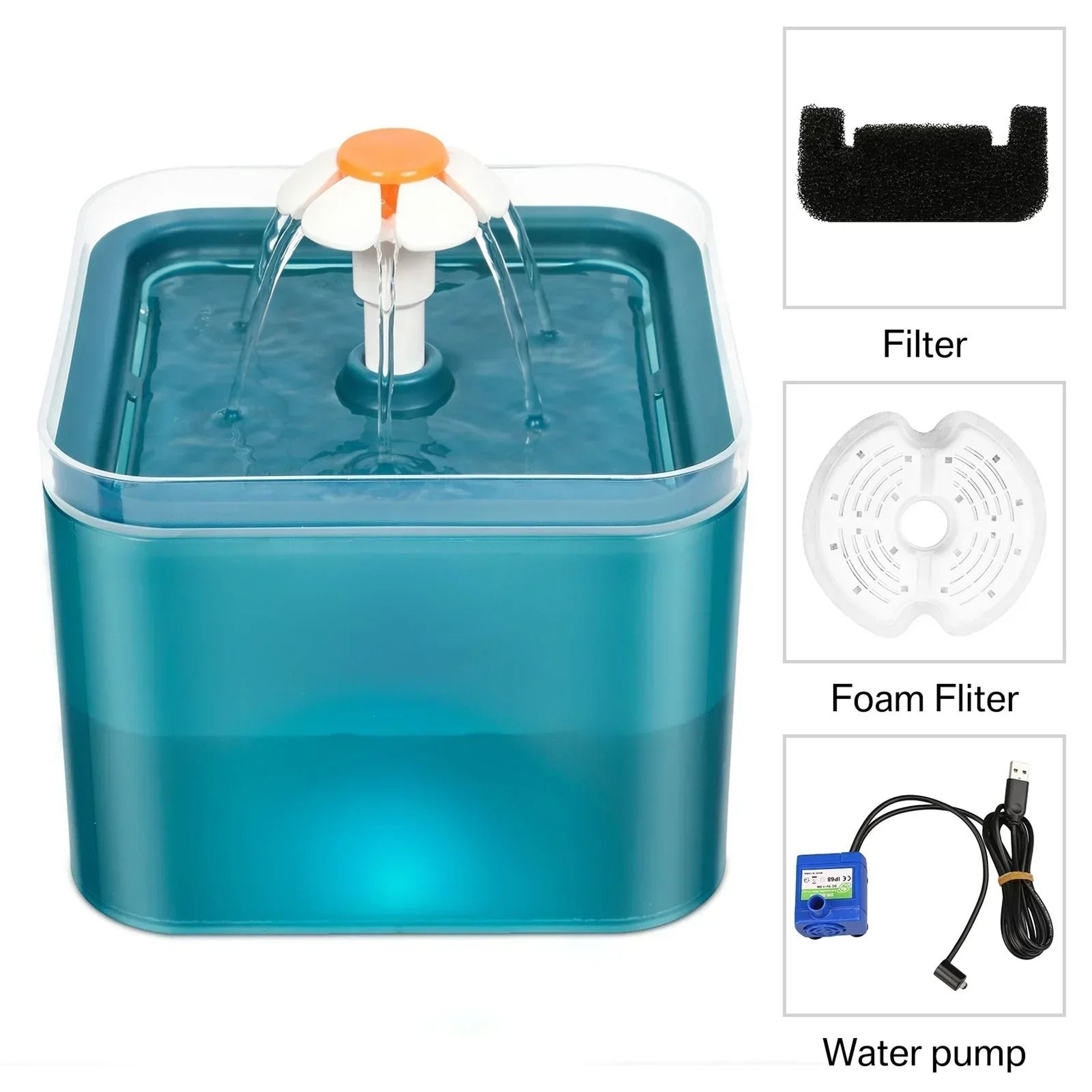 UltraSilent Automatic Pet Water Fountain With LED Light  67oz  2L 9