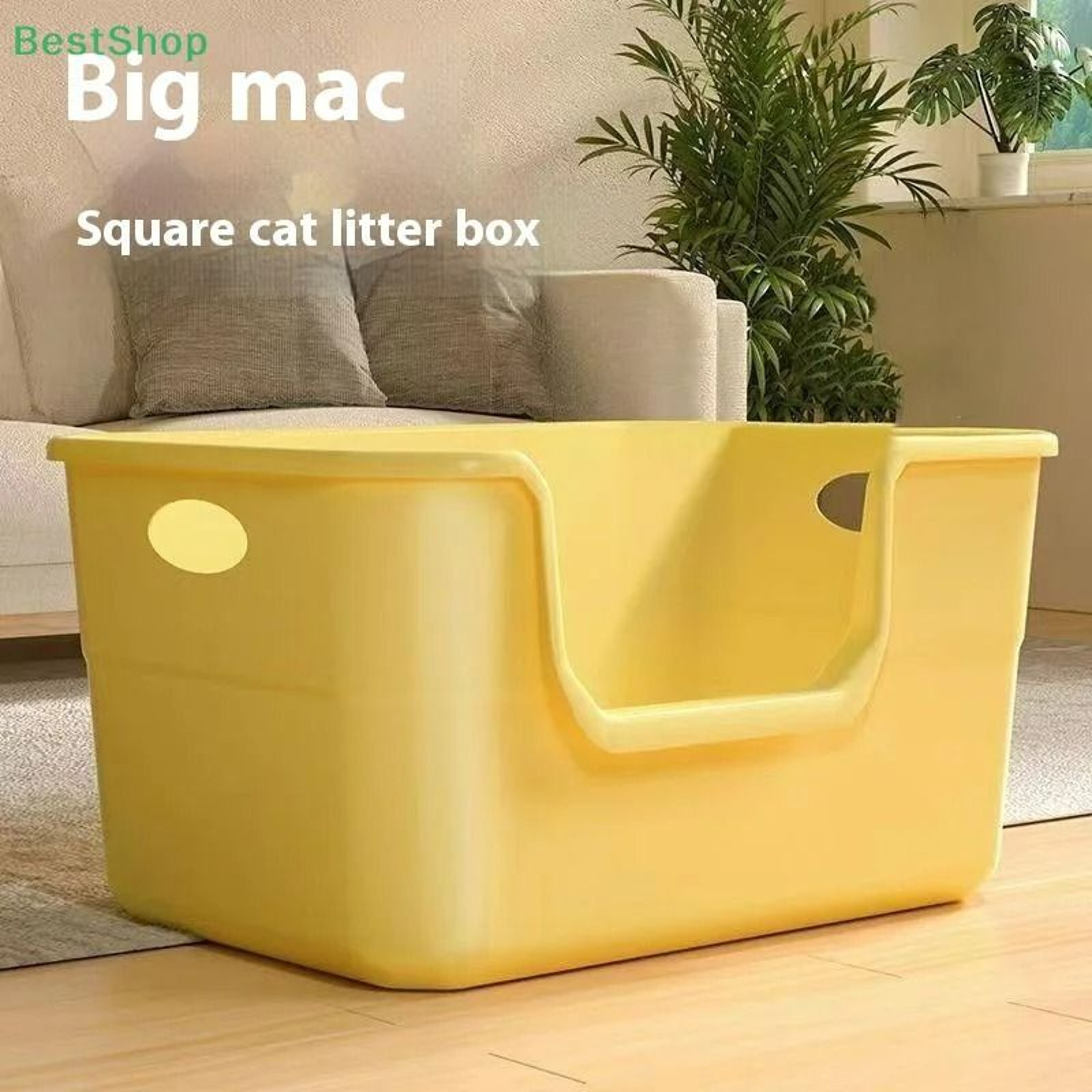 ExtraLarge HighSided SemiEnclosed Open Cat Litter Box 2