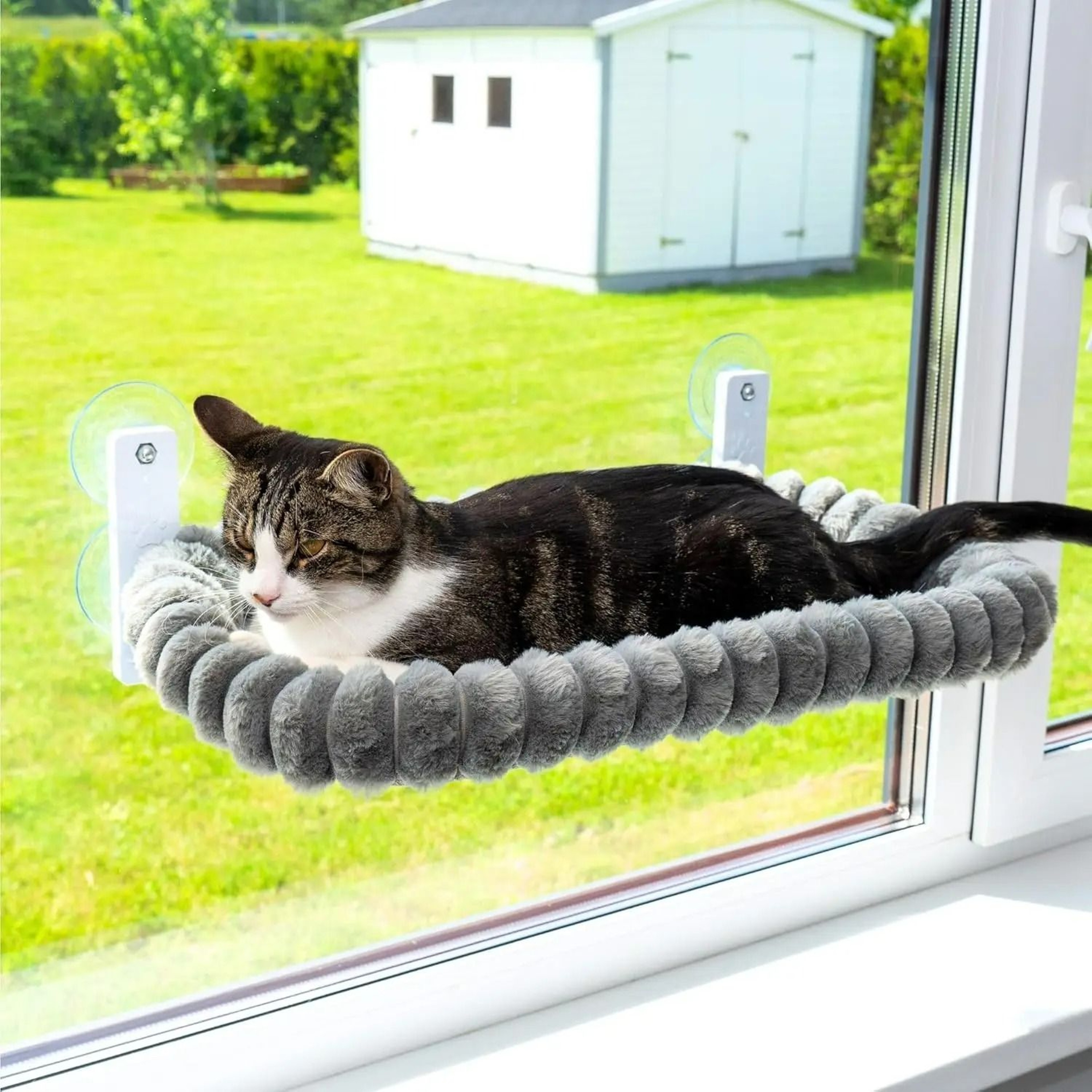 Foldable Window Perch Cat Hammock With Industrial Suction Cups 5