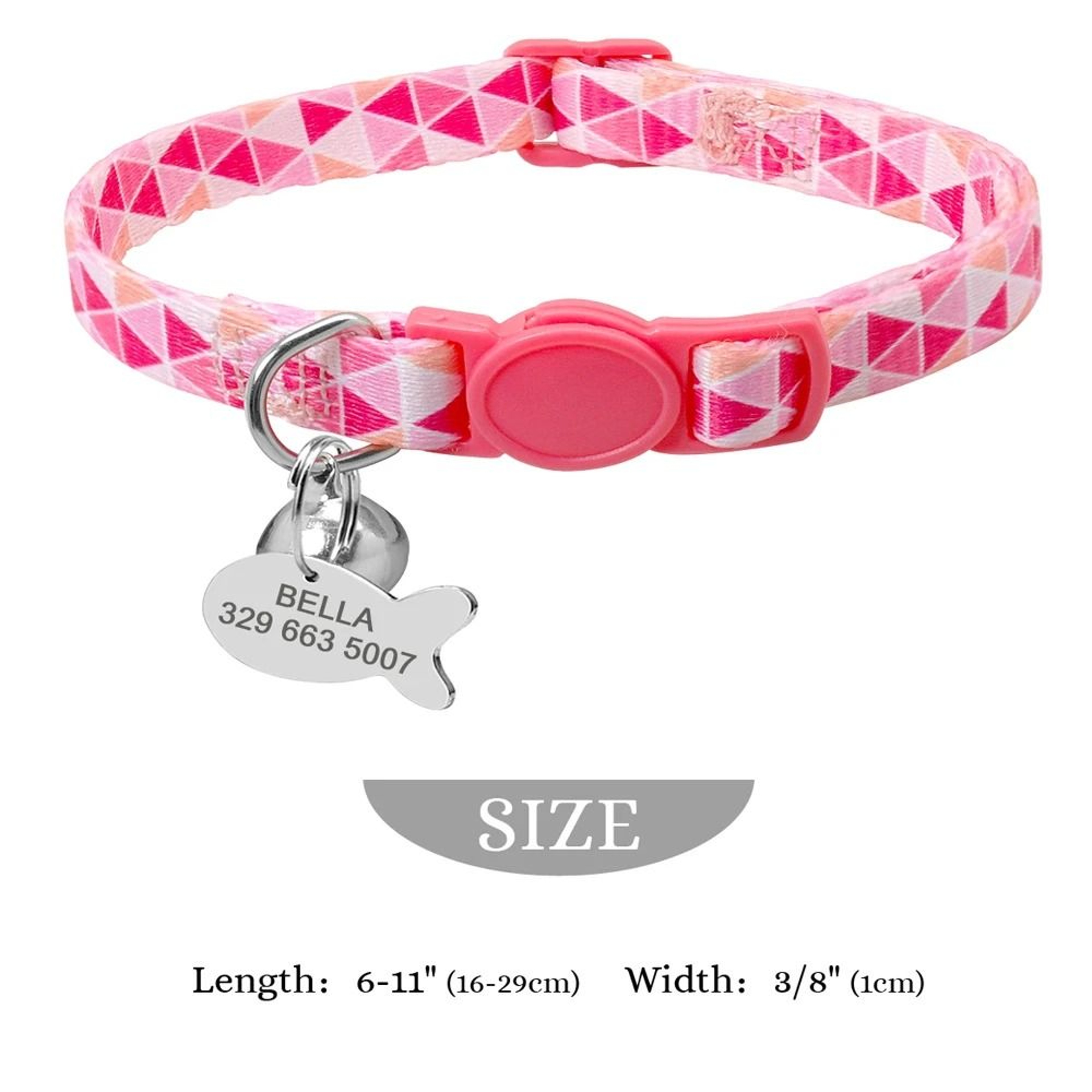 Personalized Engraved Nylon Cat  Kitten Collar With Safety Bell 10