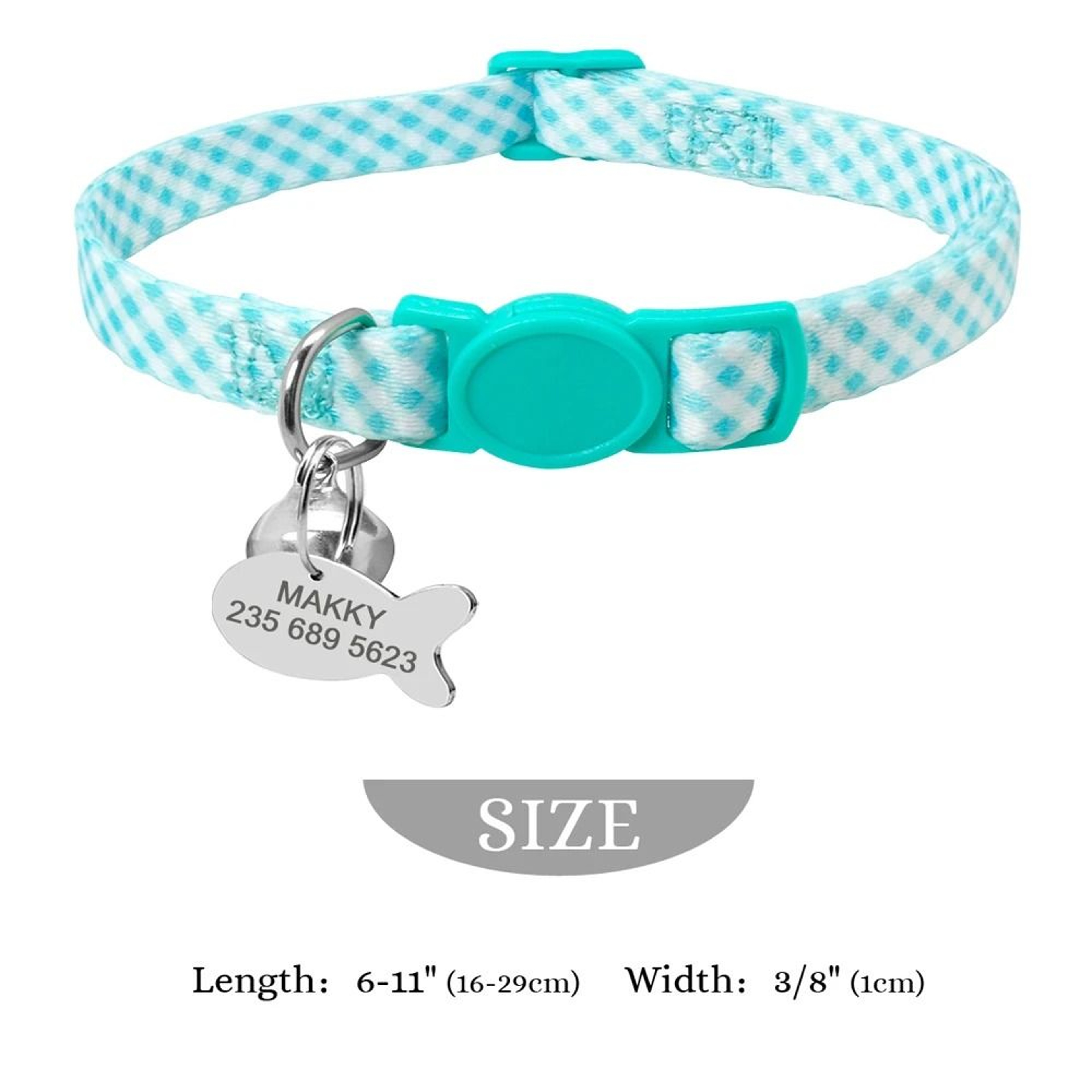 Personalized Engraved Nylon Cat  Kitten Collar With Safety Bell 7