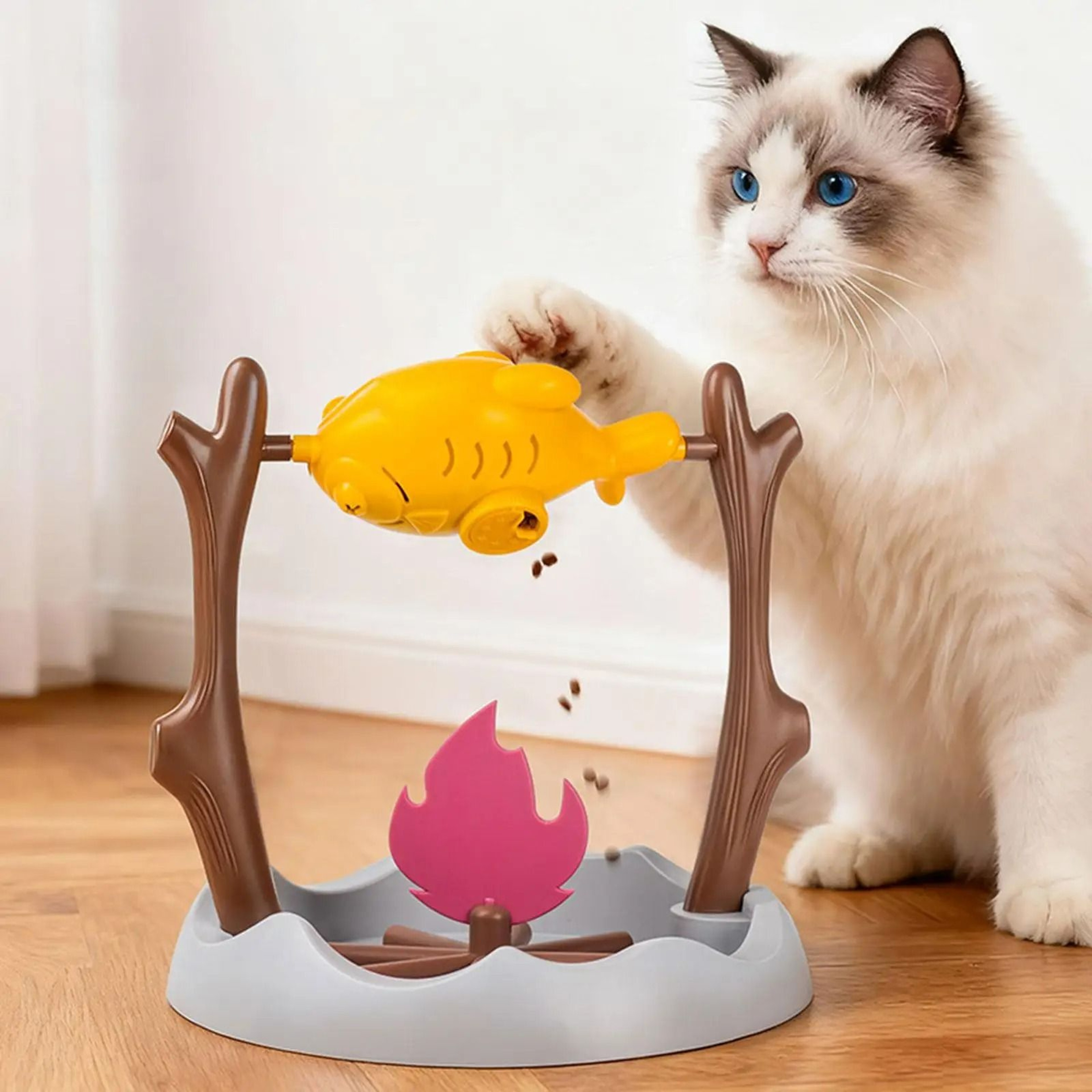 Interactive 360 Rotating Roast Chicken Leg Cat Slow Feeder 0