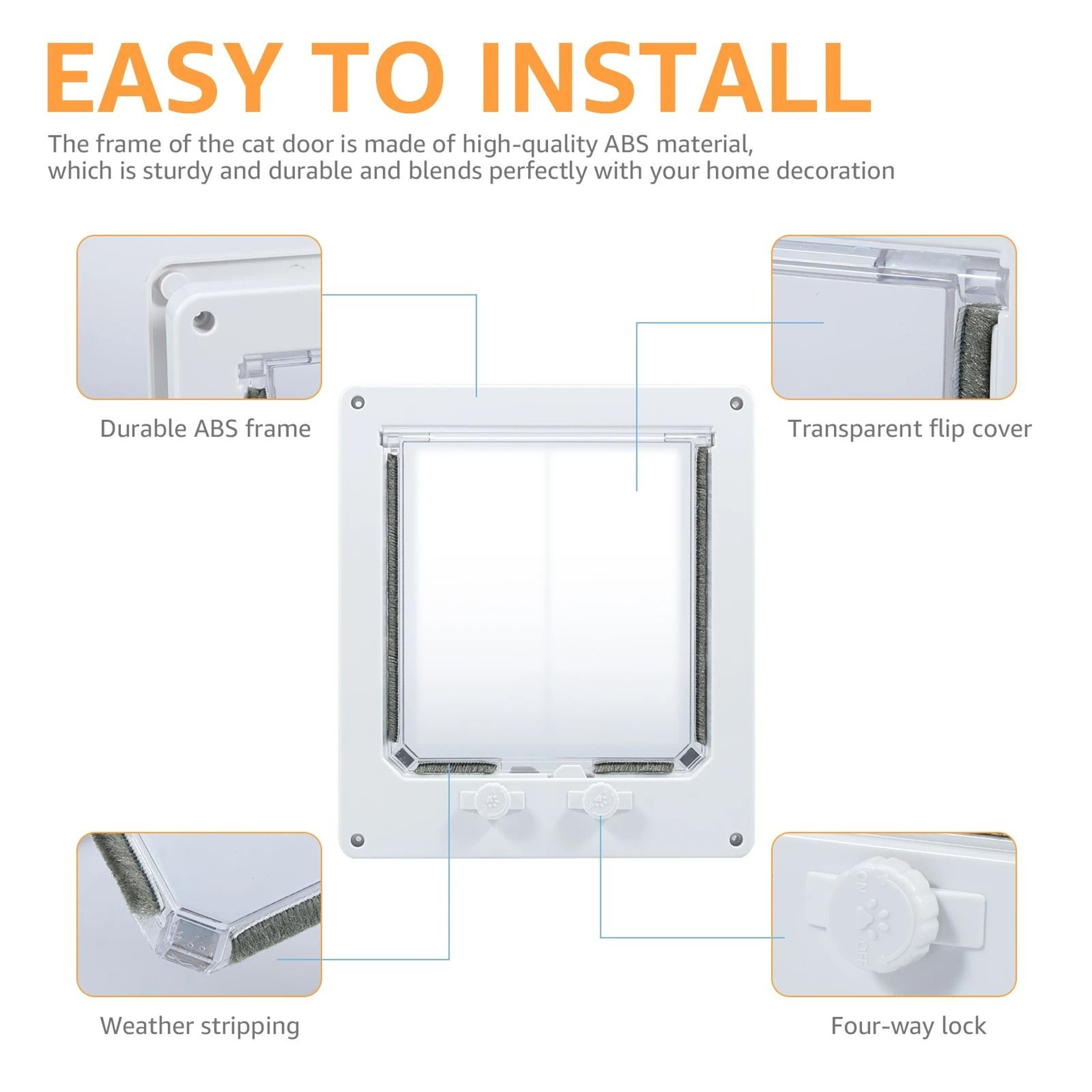 4Way Locking Interior Pet Flap Door 3