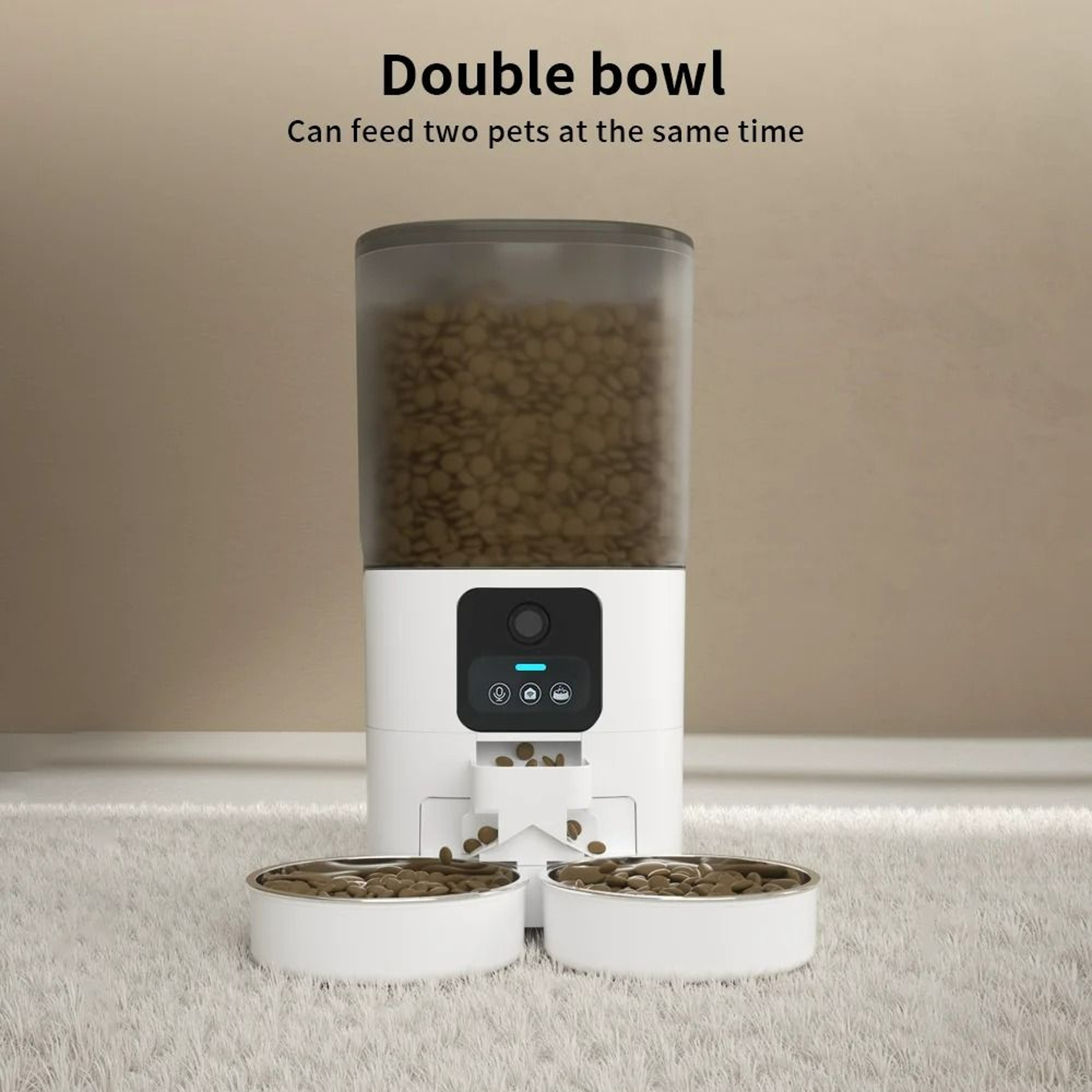Smart 7L Automatic Pet Feeder With HD Camera  Dual Stainless Steel Bowls 4