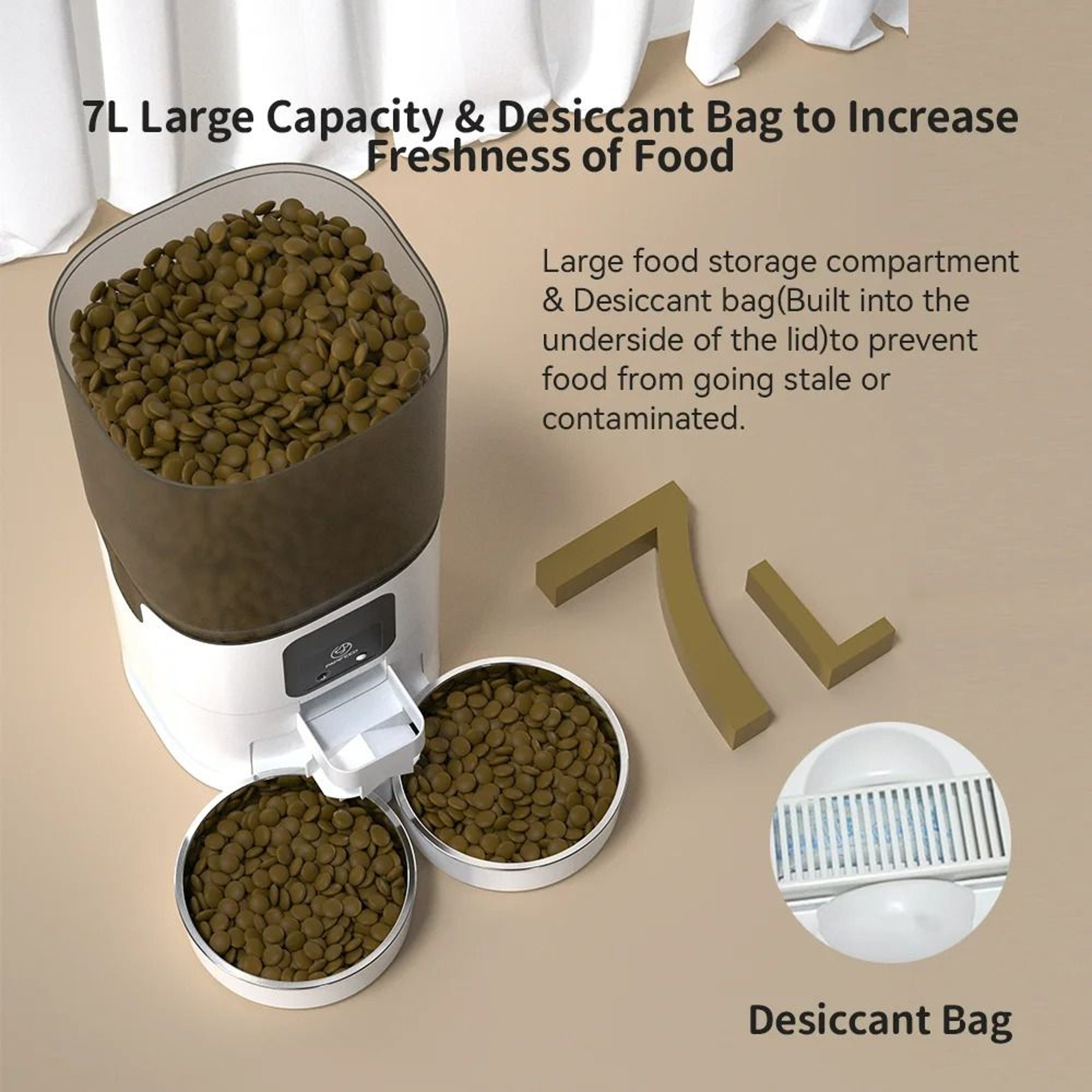 Smart 7L Automatic Pet Feeder With HD Camera  Dual Stainless Steel Bowls 5