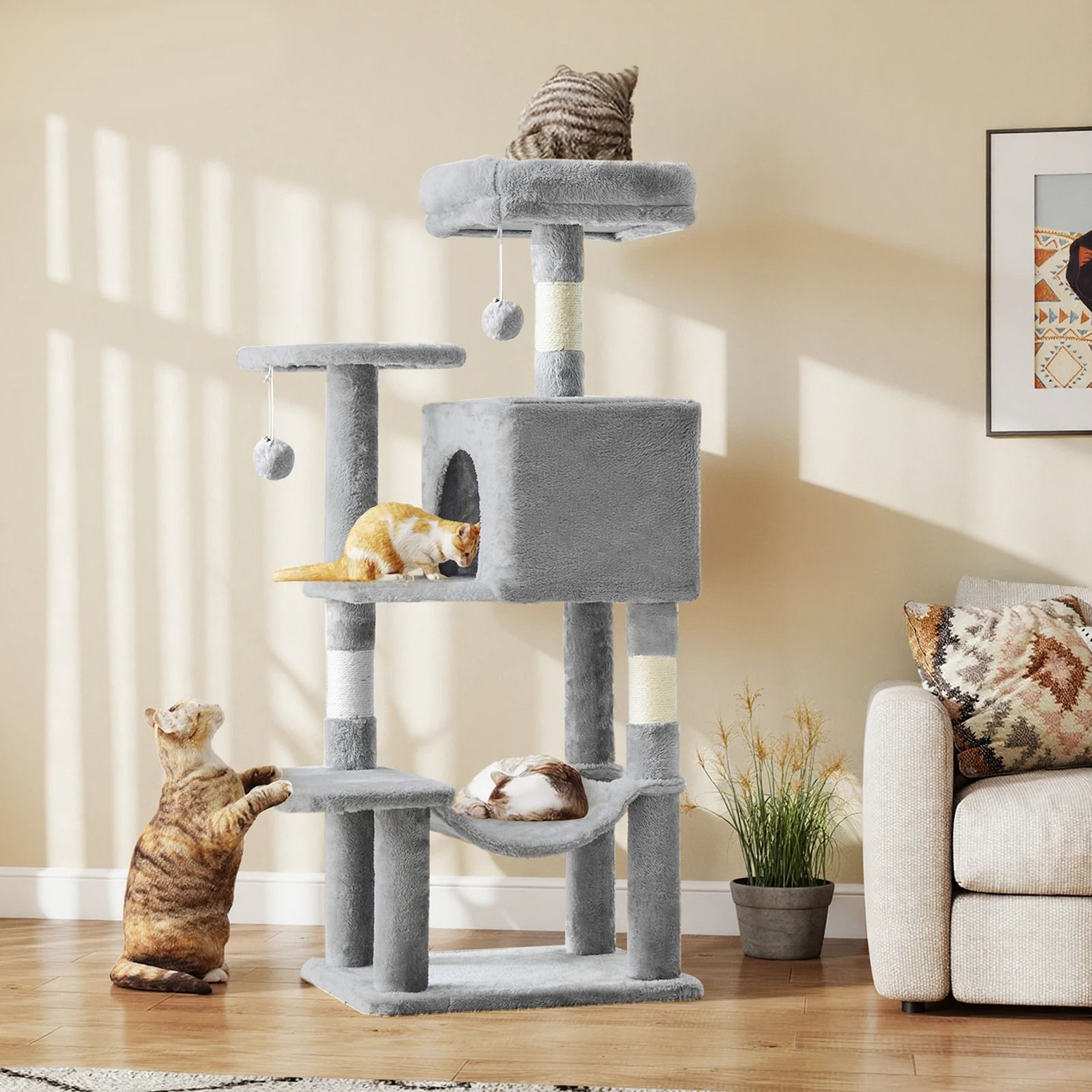 MultiLevel Cat Tree Tower With Natural Sisal Scratching Posts 0