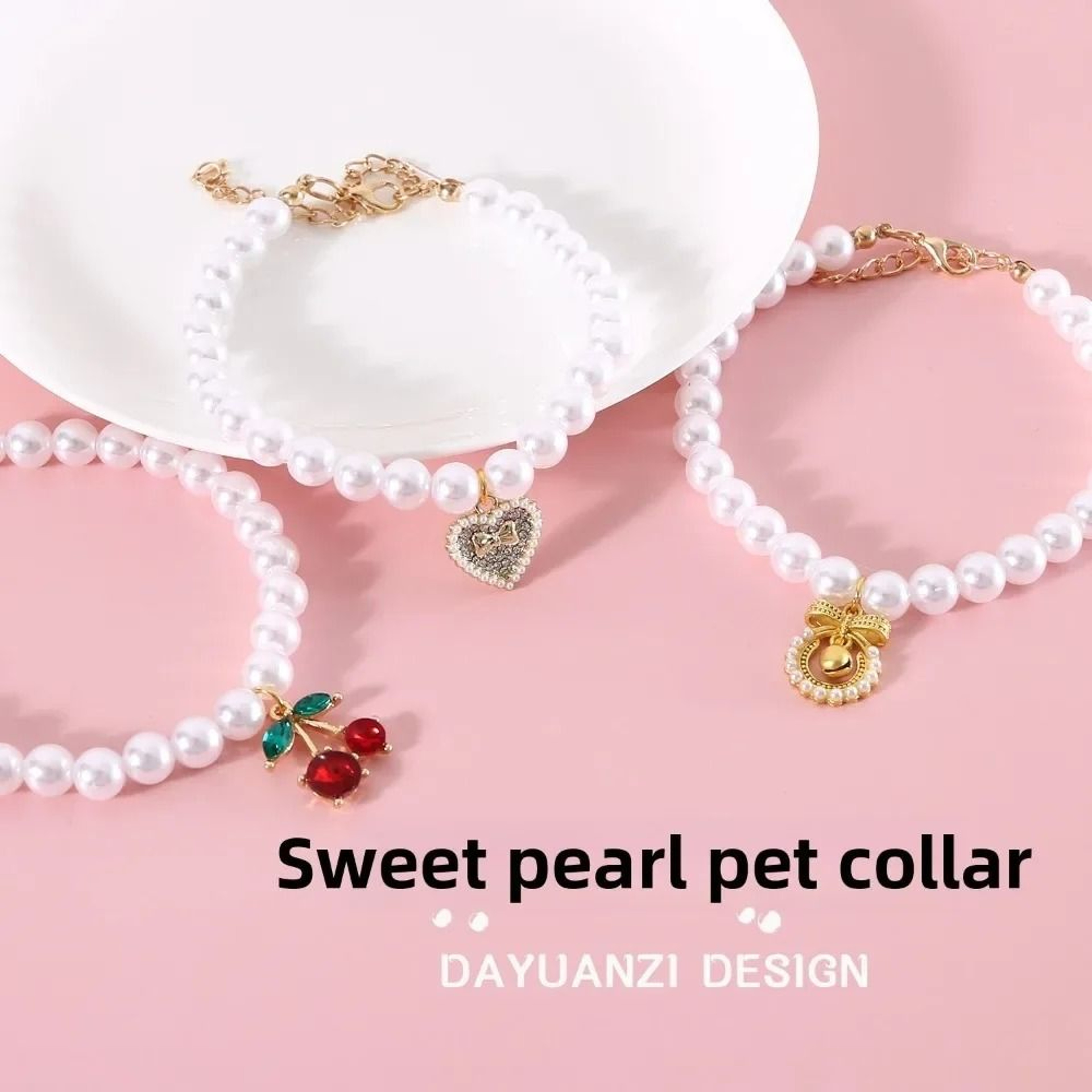 Princess Style Pearl Pendant Jewelry Necklace For Cats And Small Dogs 3