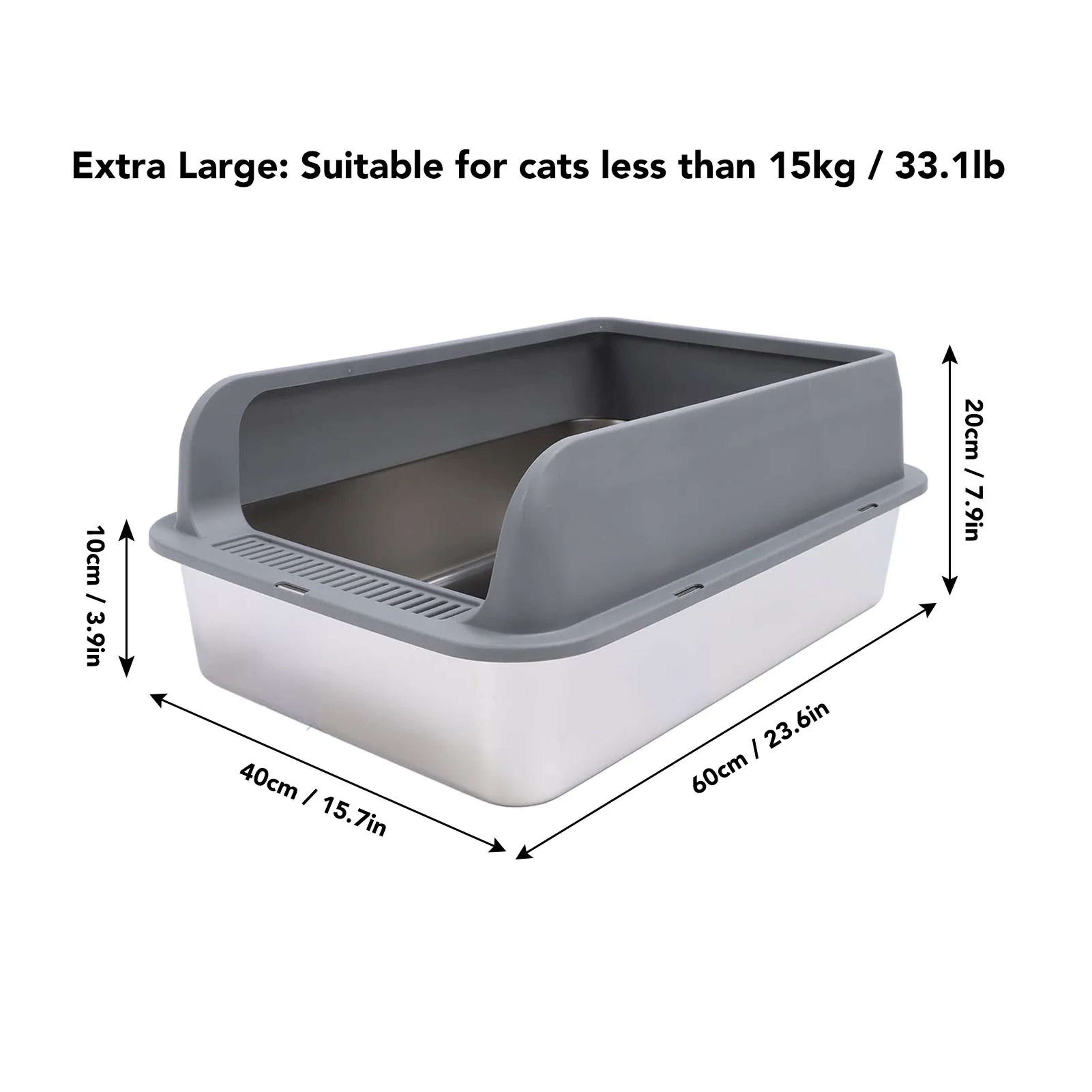 SemiEnclosed AntiSplashing Stainless Steel Litter Box 7