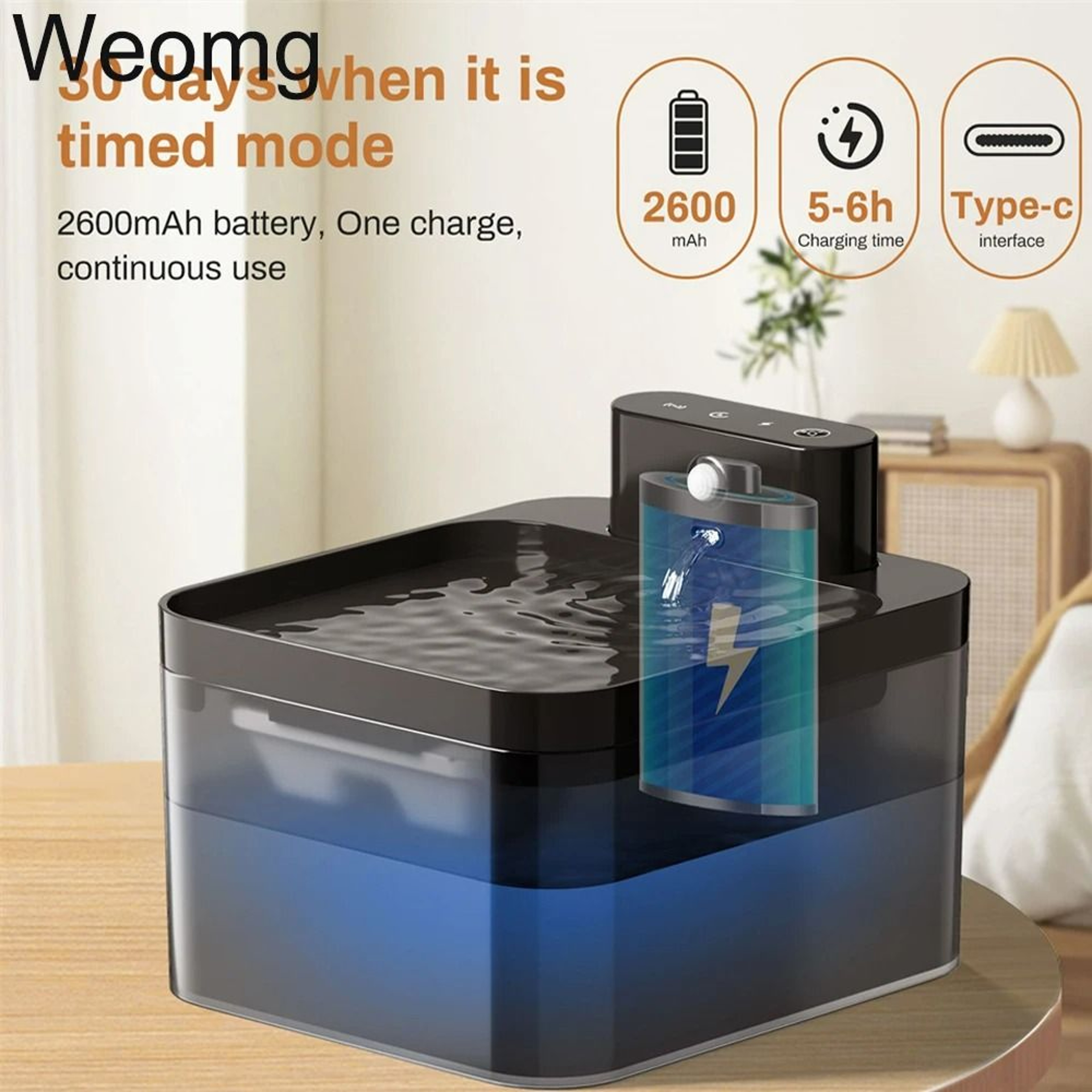 Wireless Charging Automatic Pet Water Fountain With Motion Sensor 0