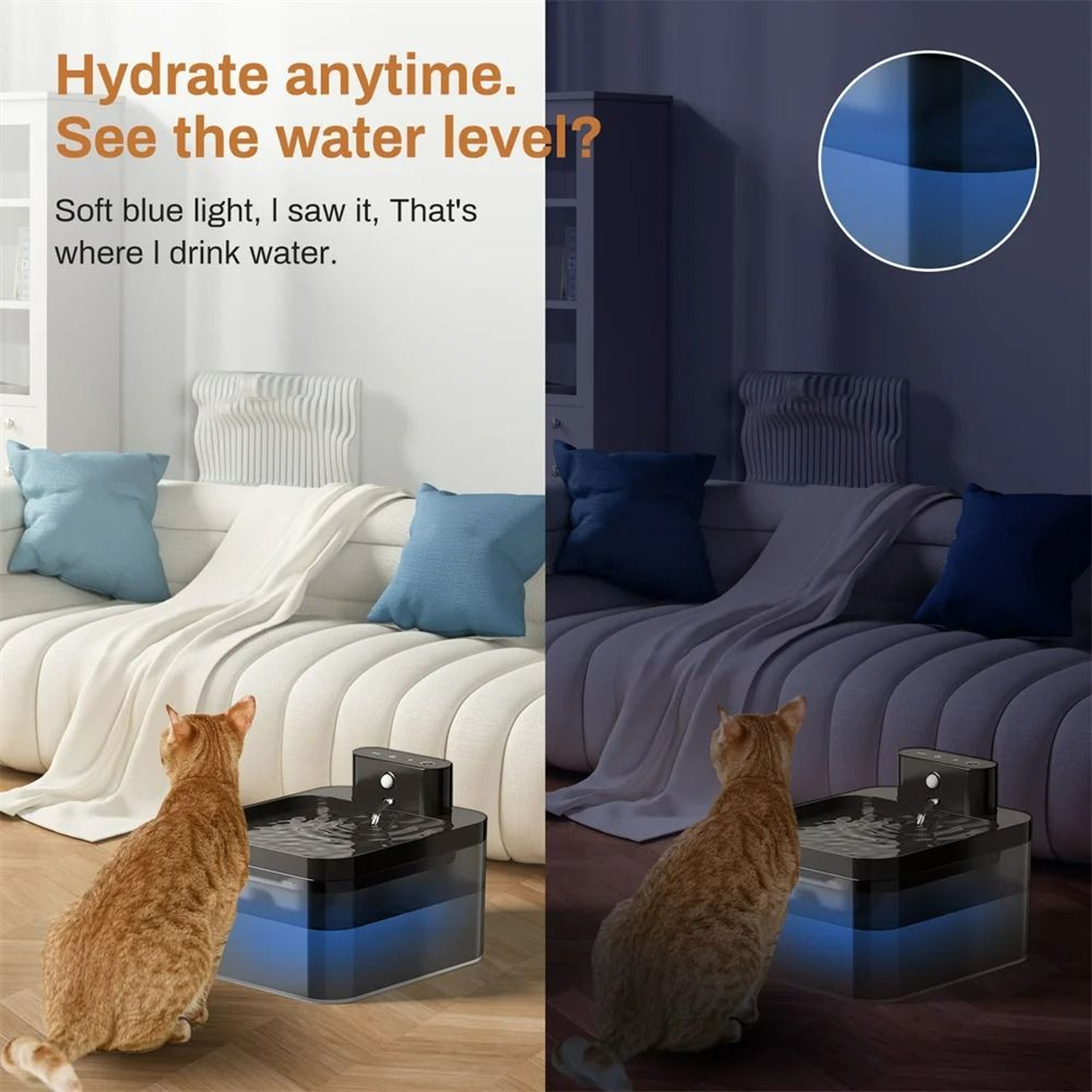 Wireless Charging Automatic Pet Water Fountain With Motion Sensor 4