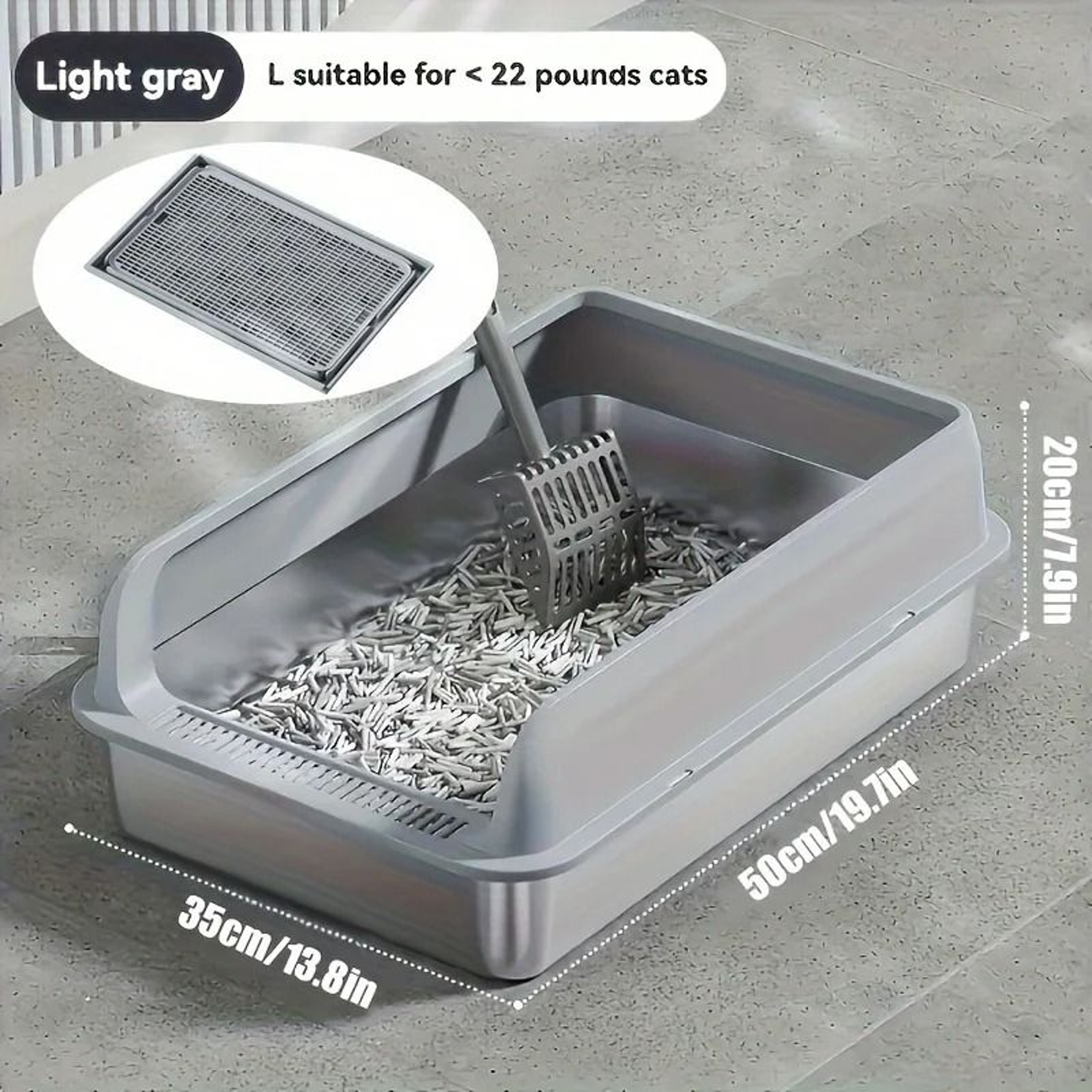Extra Large Enclosed Stainless Steel Cat Litter Box 6