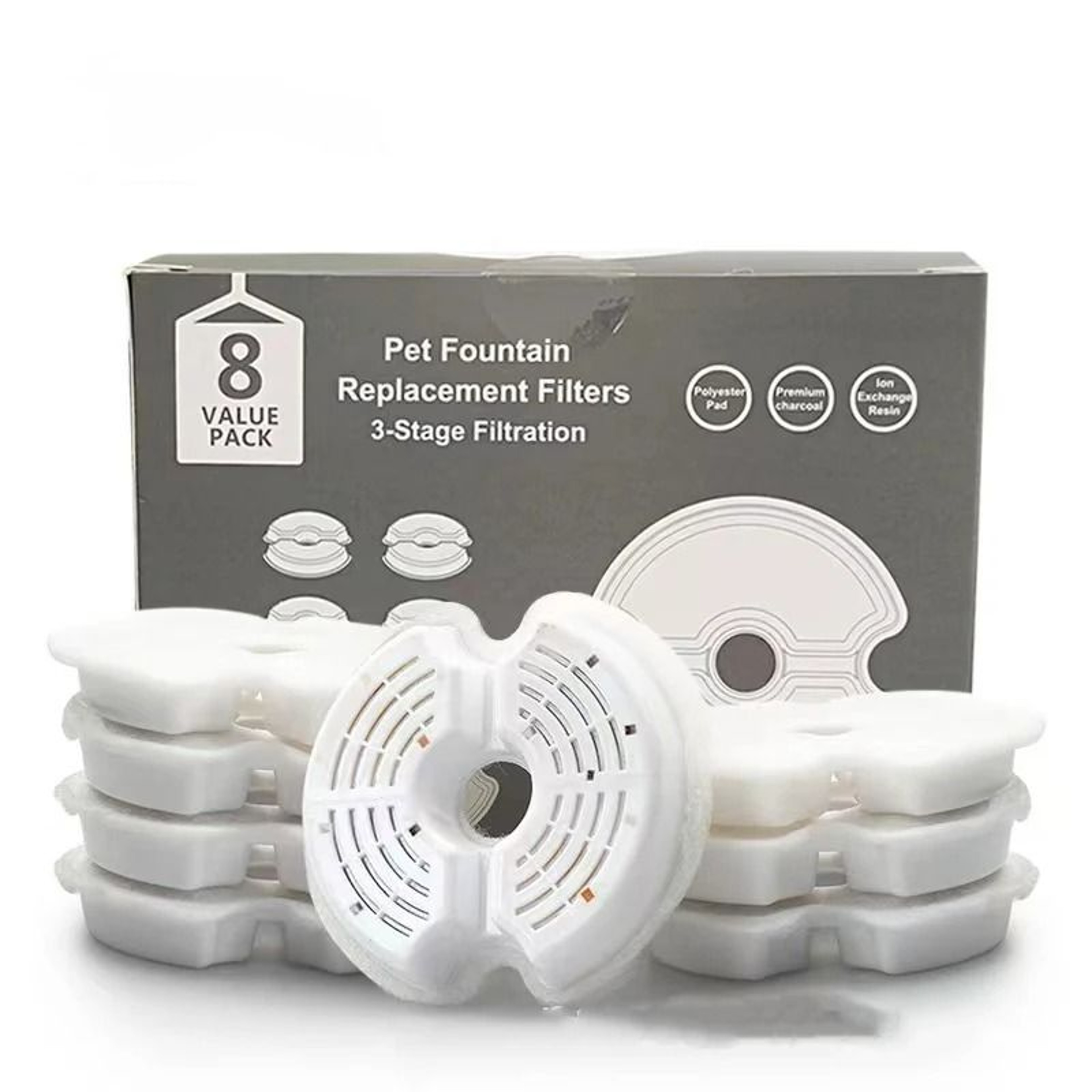 Active Carbon Replacement Filters For Stainless Steel Cat Water Fountain 7