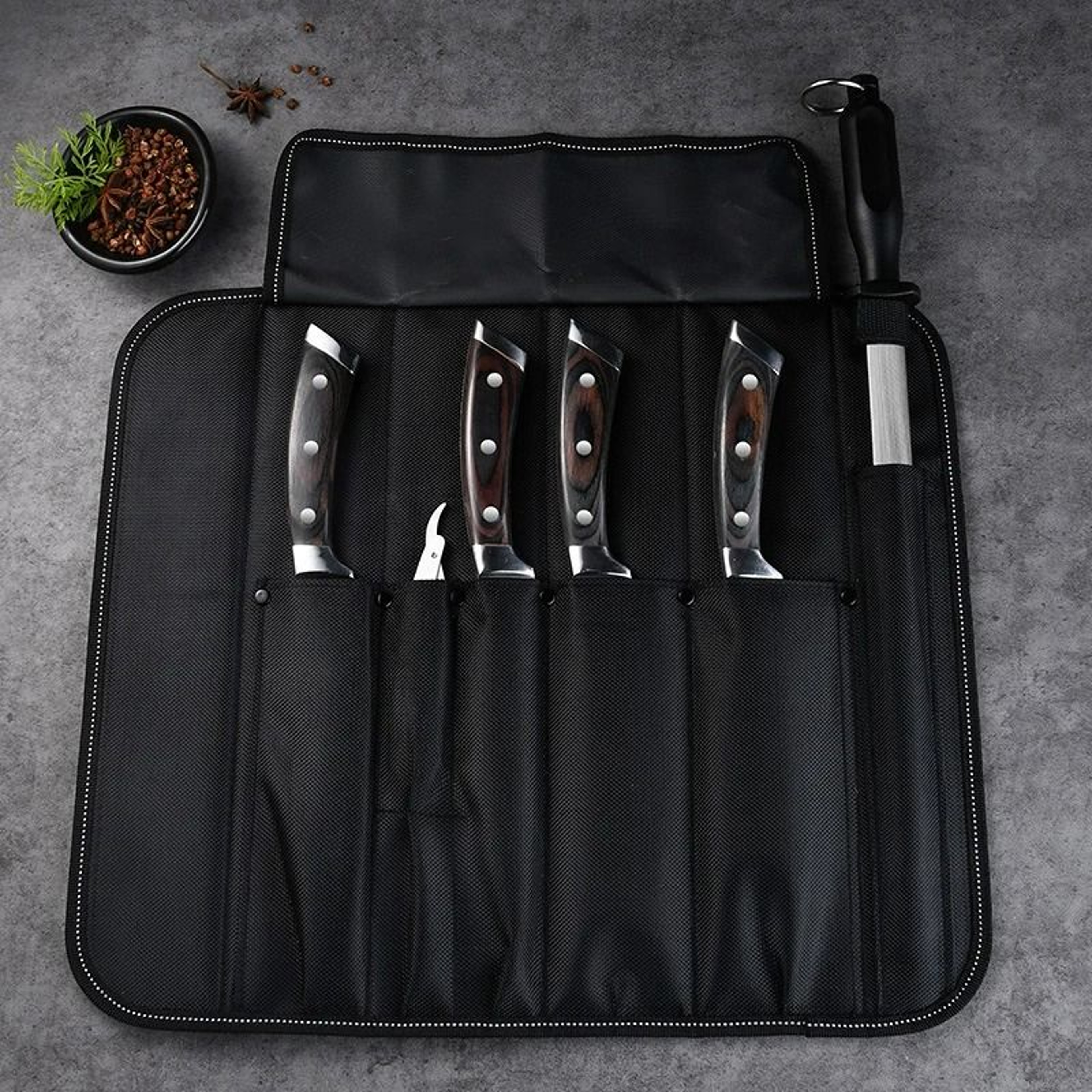 Portable 6Pocket Canvas Chef Knife Roll Bag 2