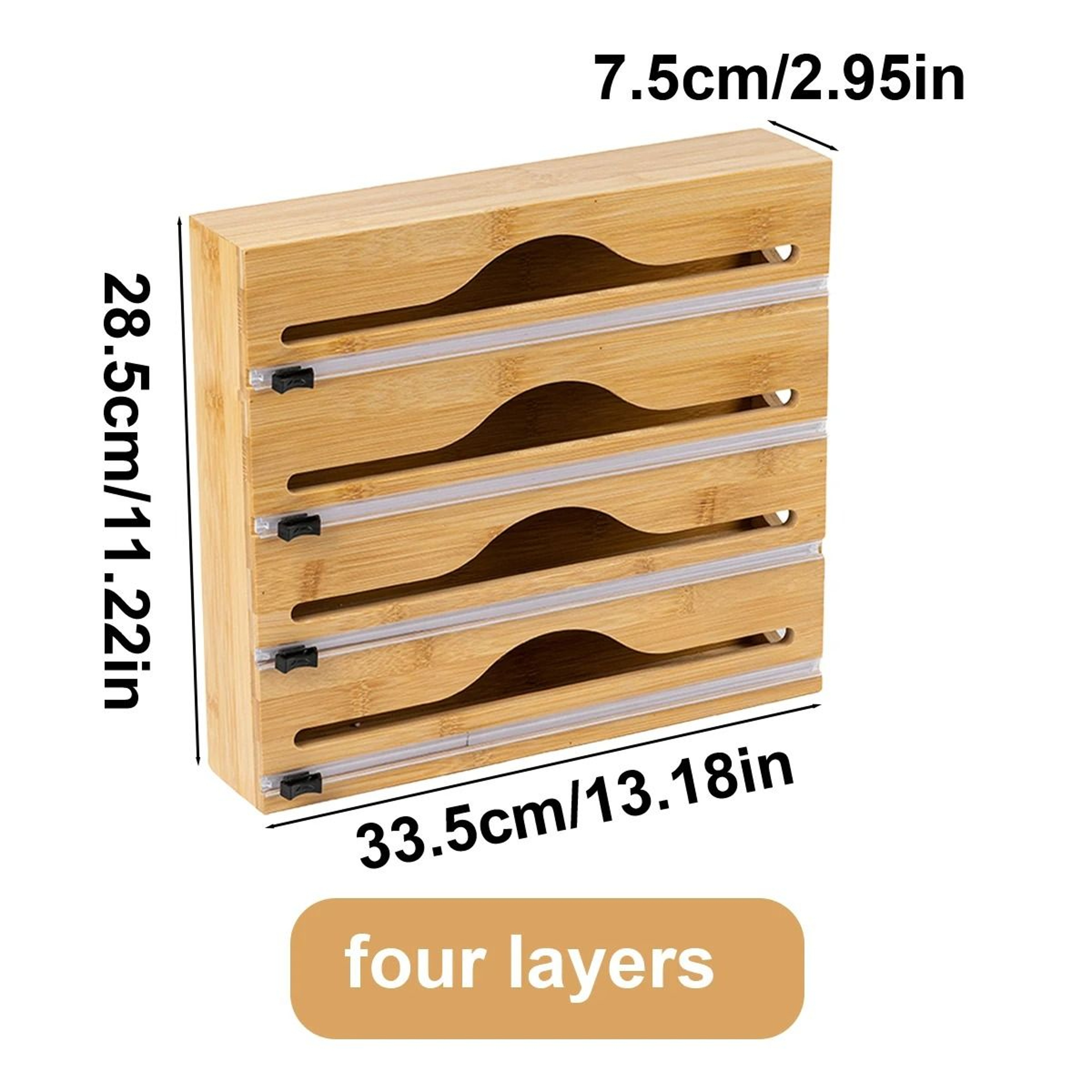 Bamboo Kitchen Wrap Dispenser And Foil Cutter Box 11
