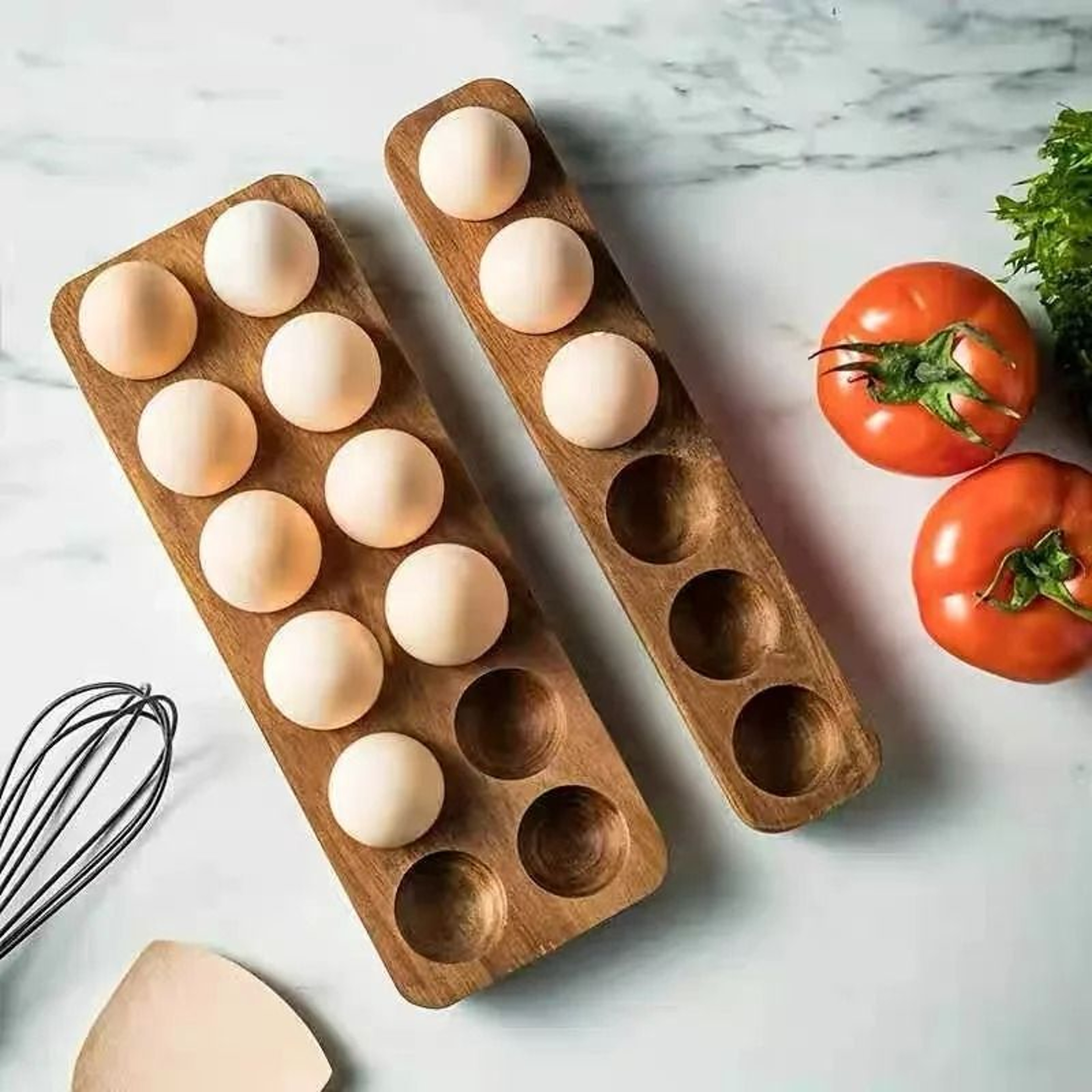 Premium MultiCompartment Acacia Wood Egg Holder 5