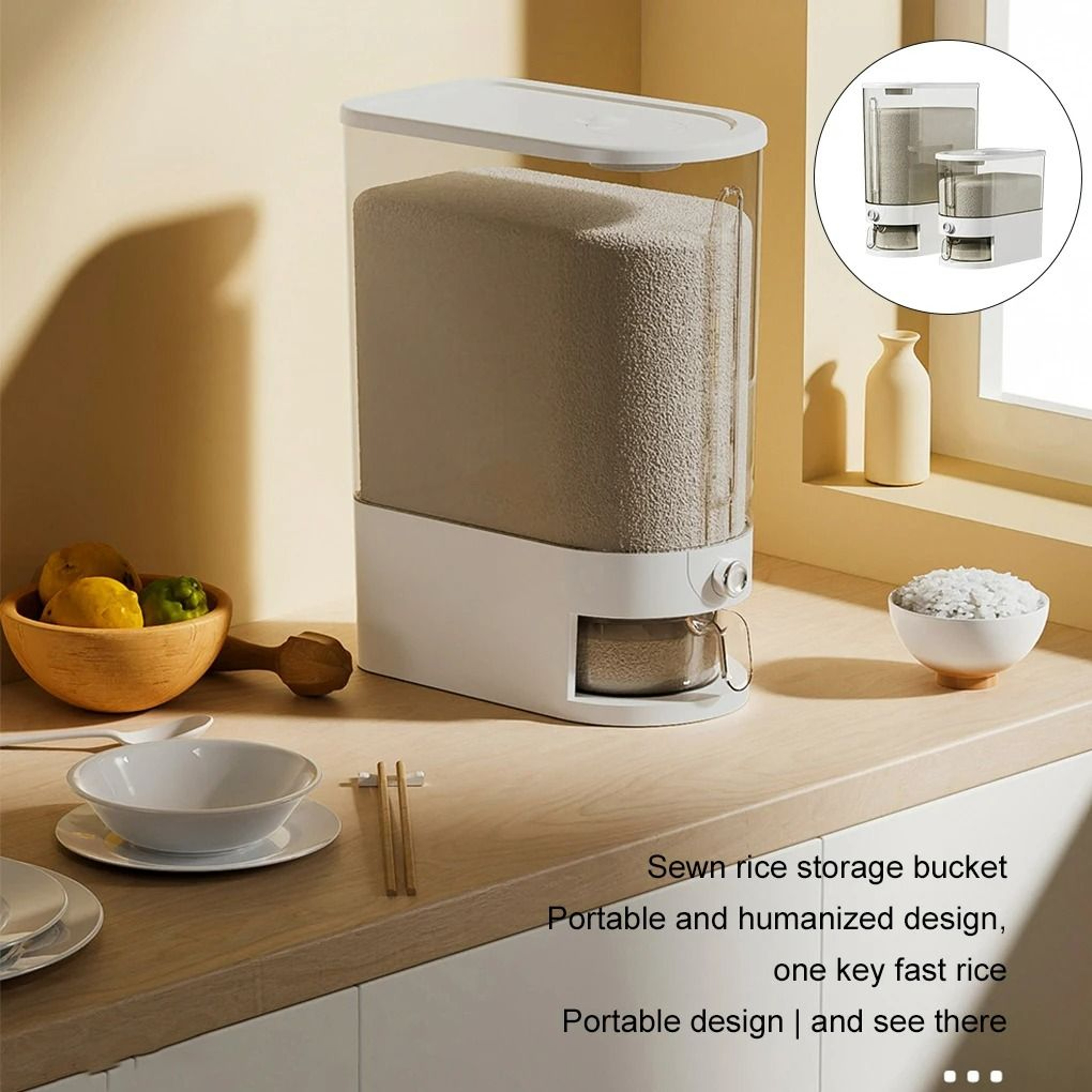 ABS Detachable Automatic Rice Dispenser And Sealed Grain Storage Container 0